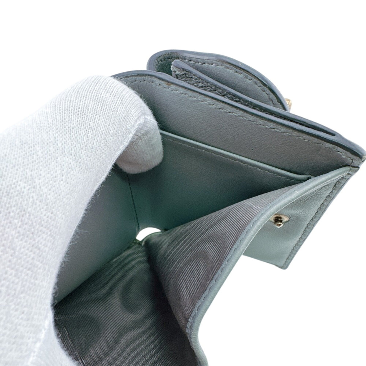 Christian Dior Gray Leather Wallet (Tri-Fold) (Pre-Owned)