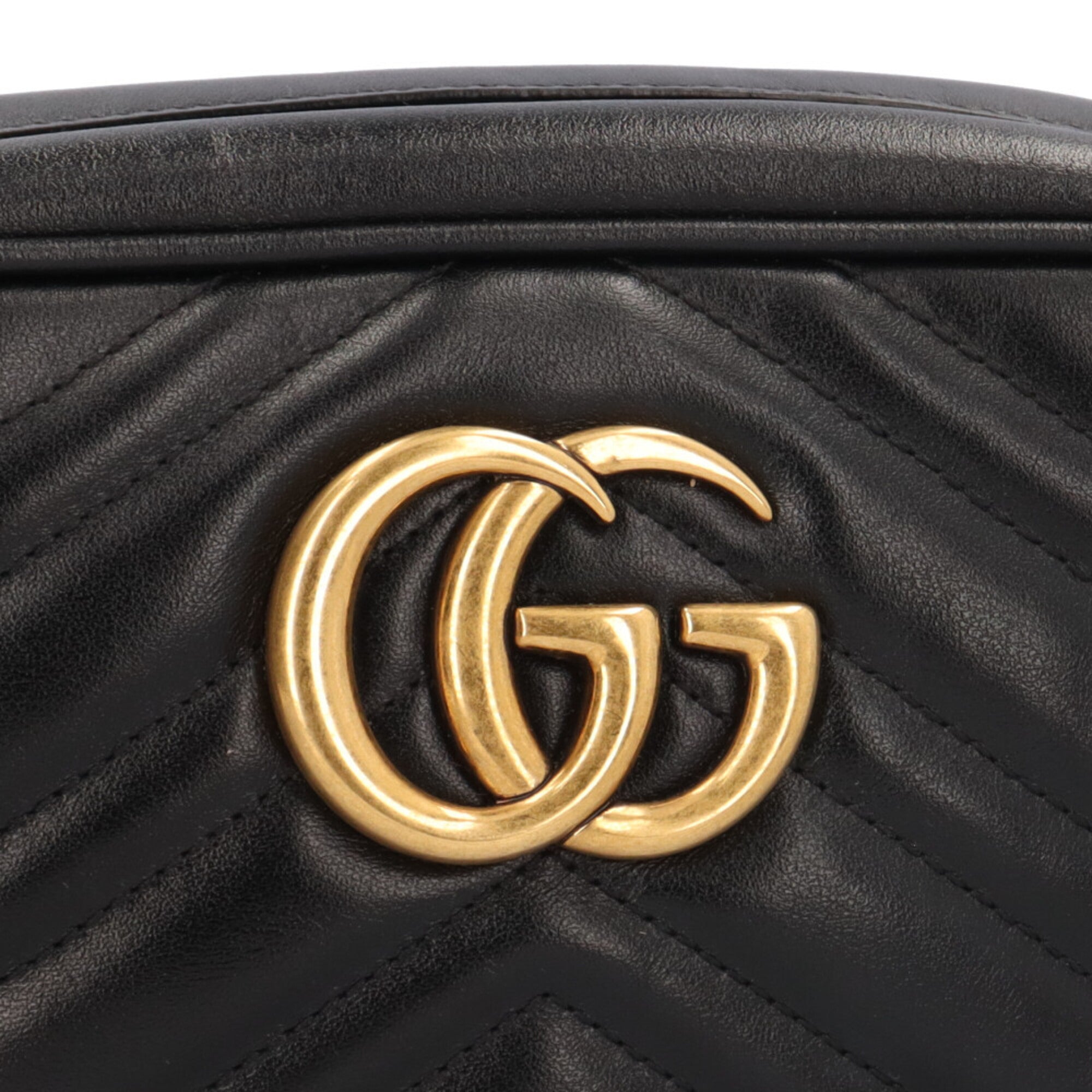 Gucci Gg Marmont Black Leather Shoulder Bag (Pre-Owned)