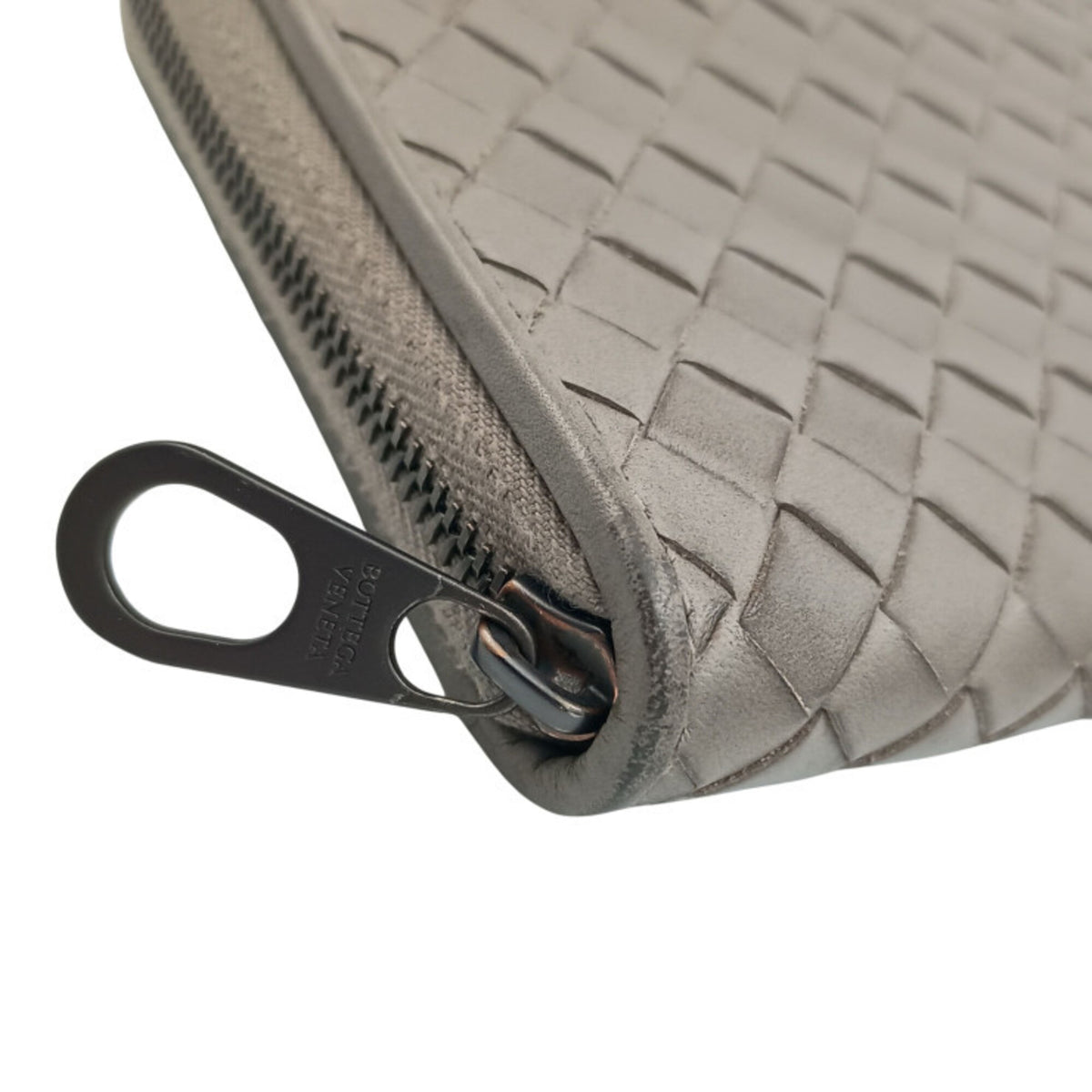 Bottega Veneta Gray Leather Long Wallet (Bi-Fold) (Pre-Owned)