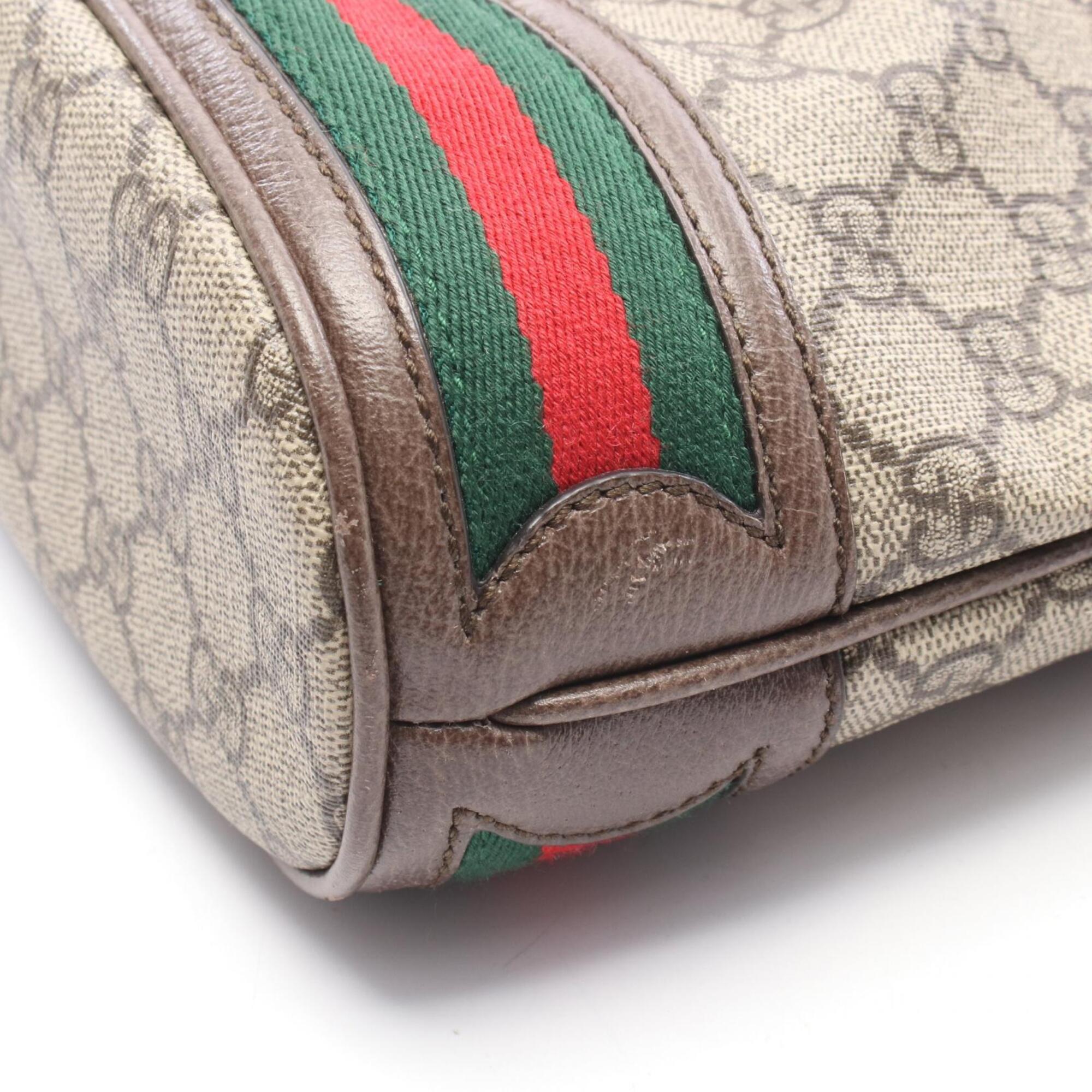 Gucci Beige Brown Pvc Coated Canvas Leather Handbag (Pre-Owned)