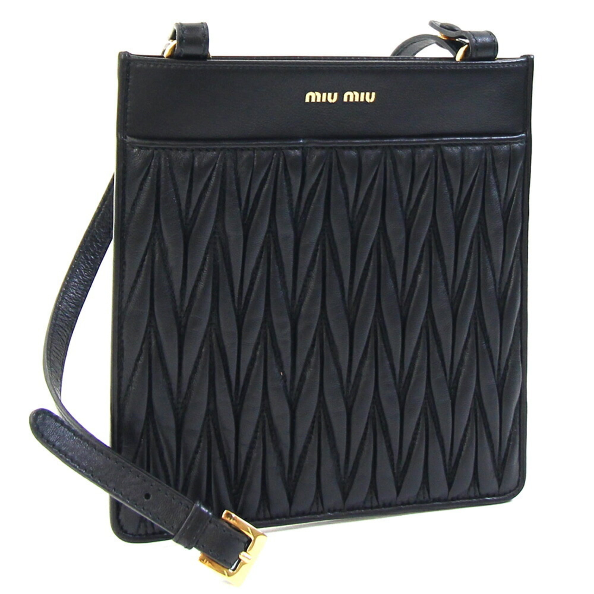 Miu Miu Matelasse Black Leather Pochette Shoulder Bag (Pre-Owned)