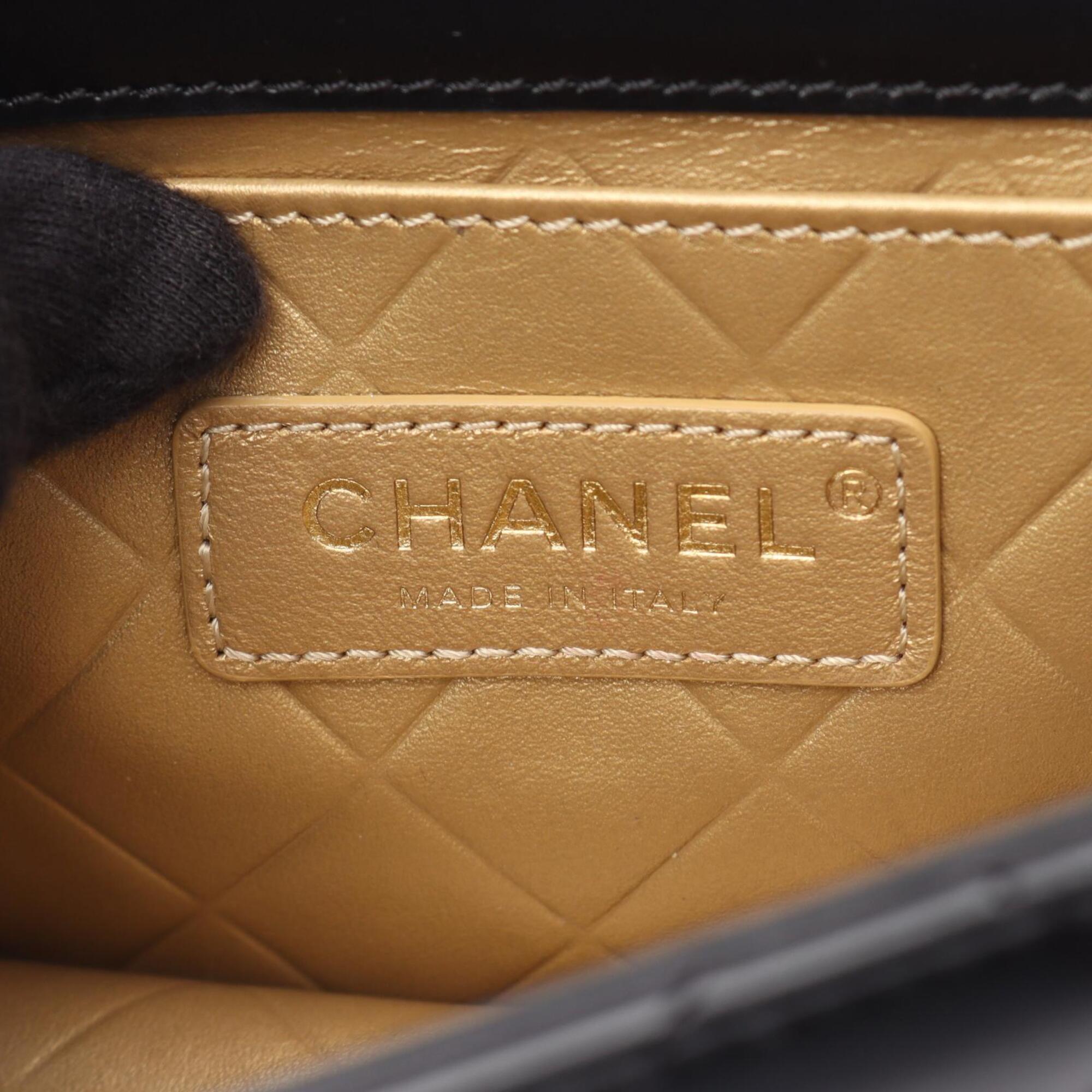 Chanel Black Leather Handbag Shoulder Bag (Pre-Owned)