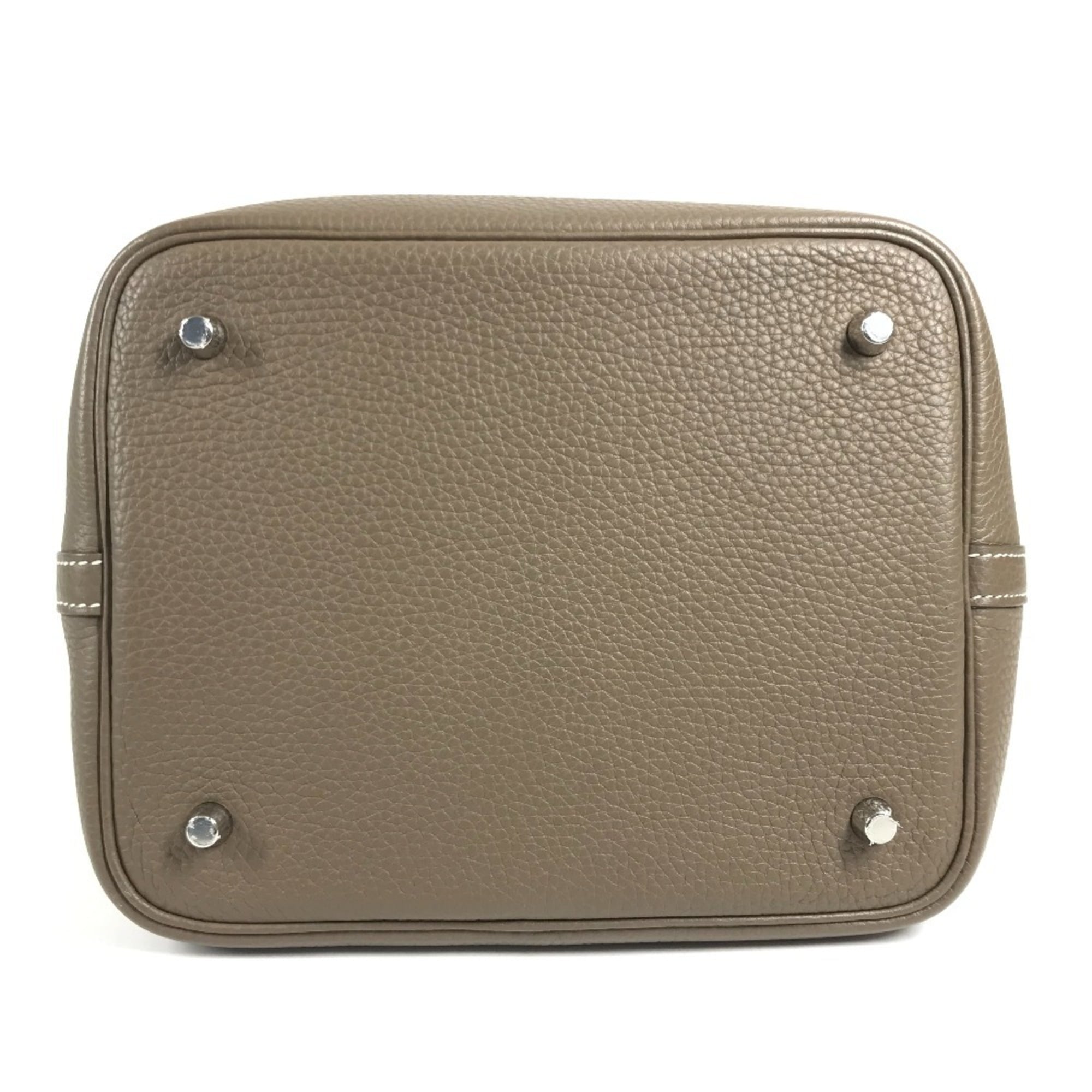 Hermes Gray Taurillon Clemence Leather Handbag (Pre-Owned)