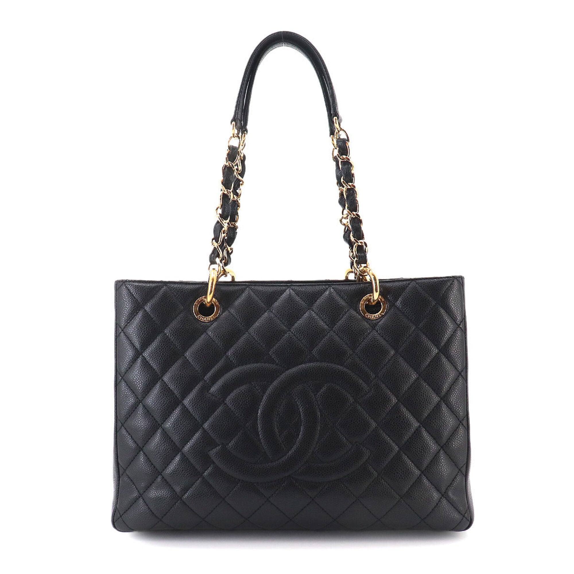 Chanel Black Grained Calfskin Handbag Tote Bag (Pre-Owned)
