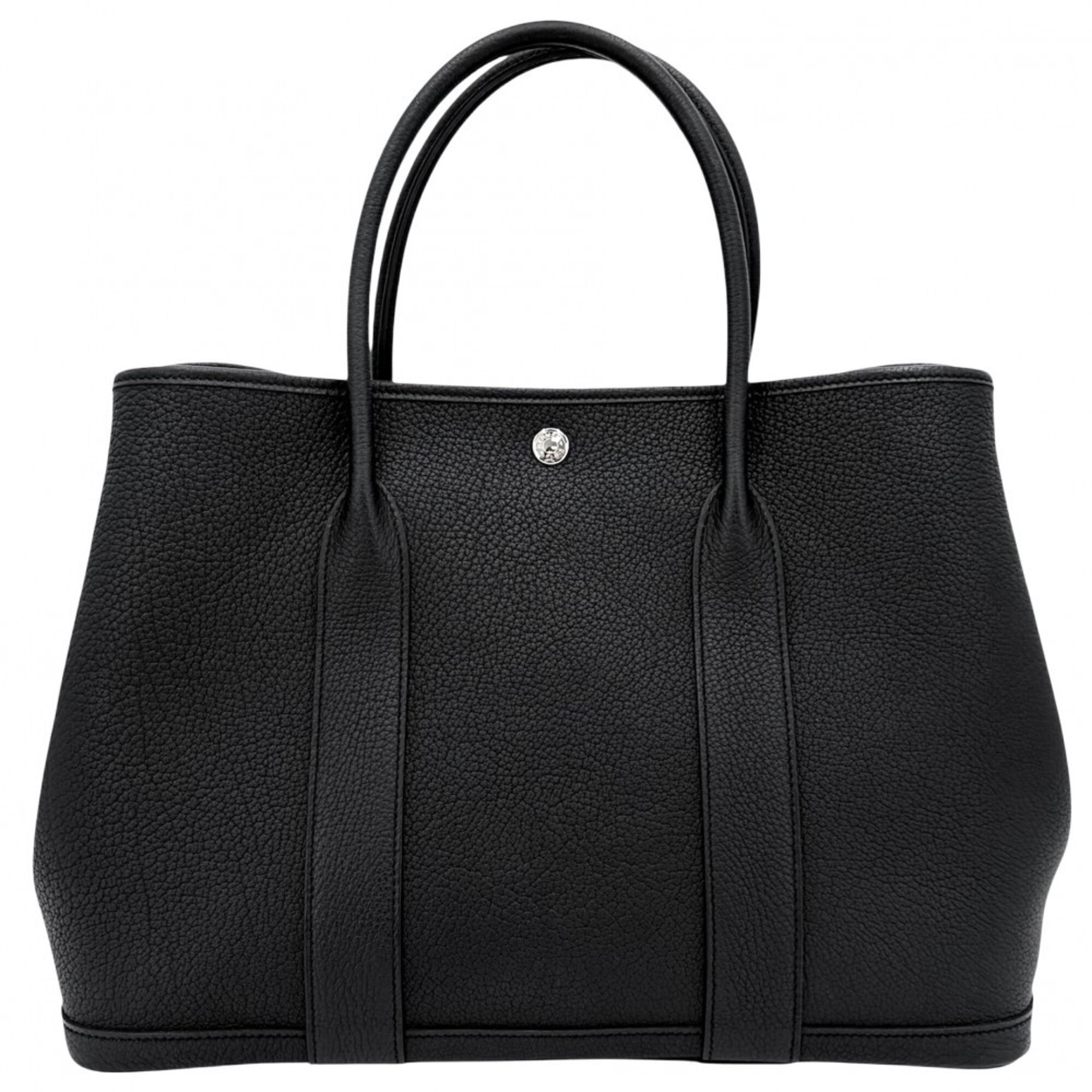 Hermes Black Leather Handbag Tote Bag (Pre-Owned)