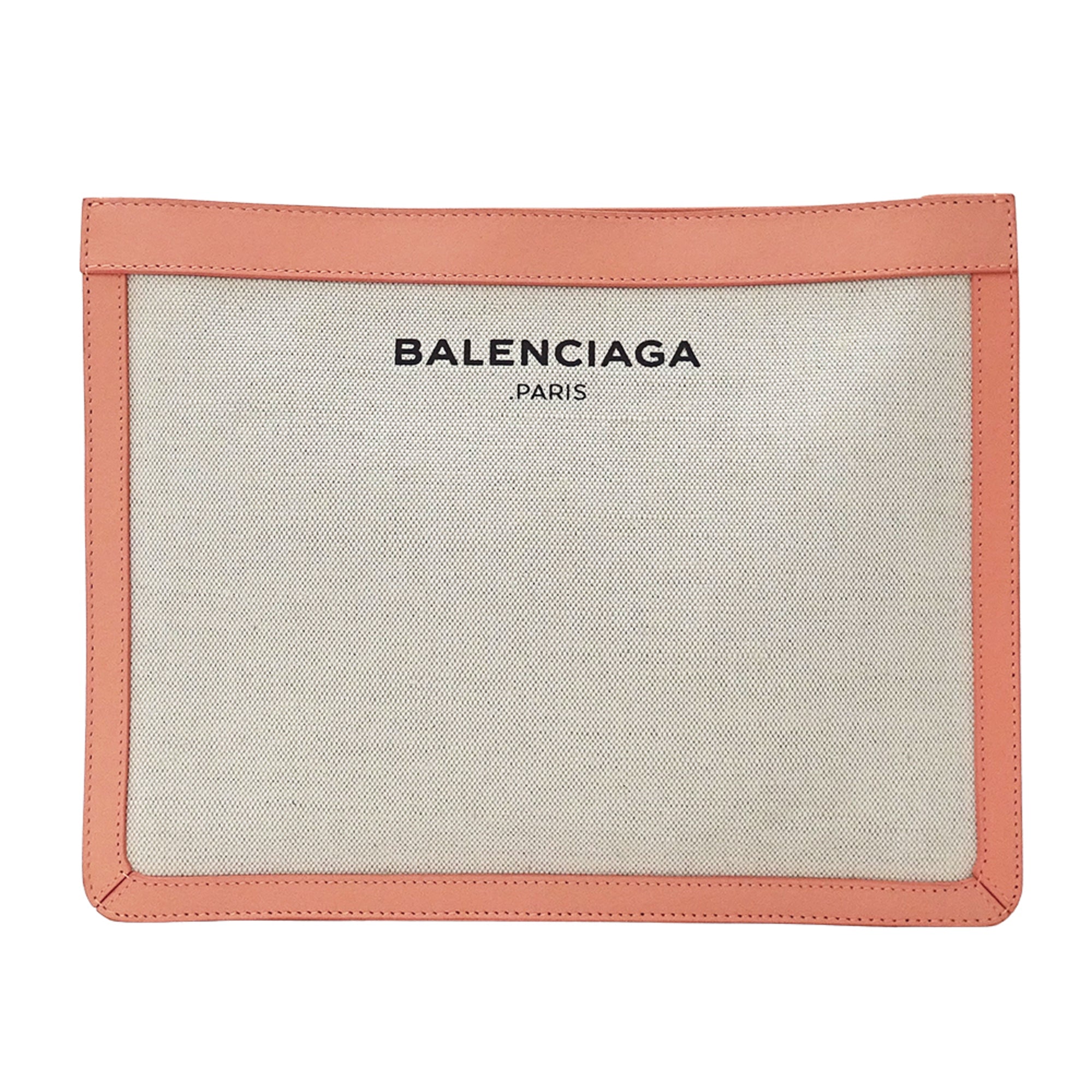 Balenciaga Pink White Canvas Clutch Bag Handbag (Pre-Owned)