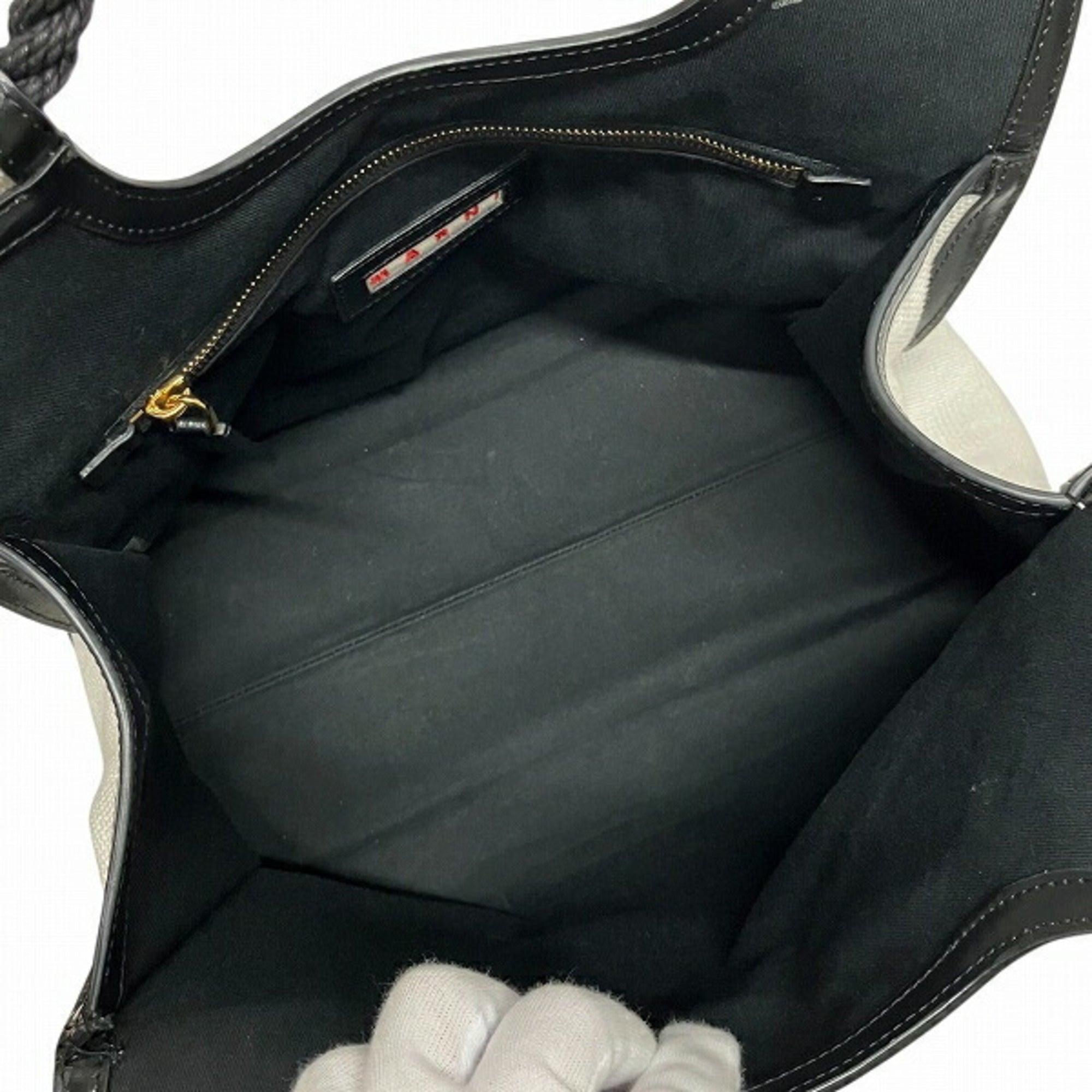 Marni Black White Canvas Handbag Tote Bag (Pre-Owned)