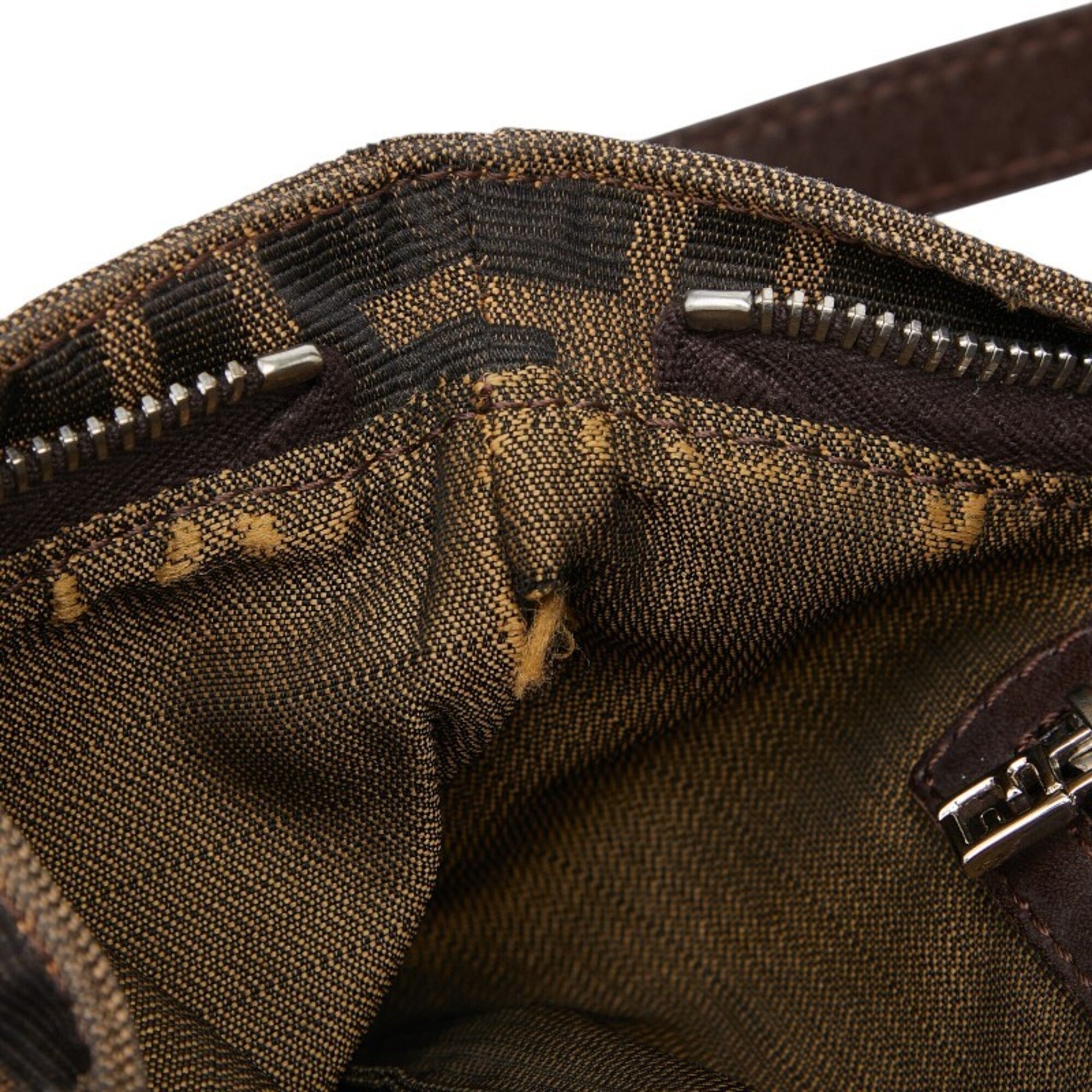 Fendi Brown Canvas Leather Shoulder Bag (Pre-Owned)