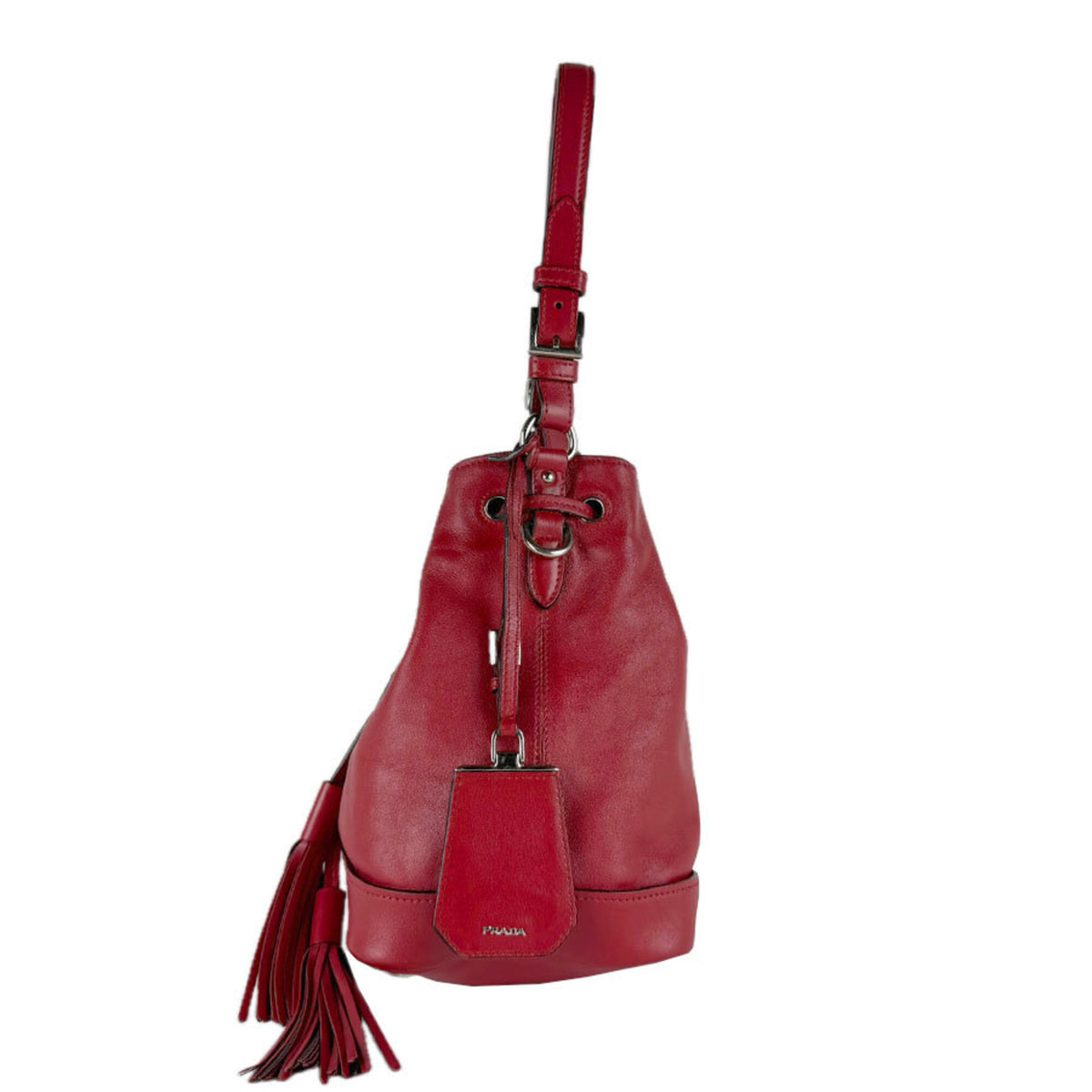 Prada Red Color Leather Shoulder Bag (Pre-Owned)