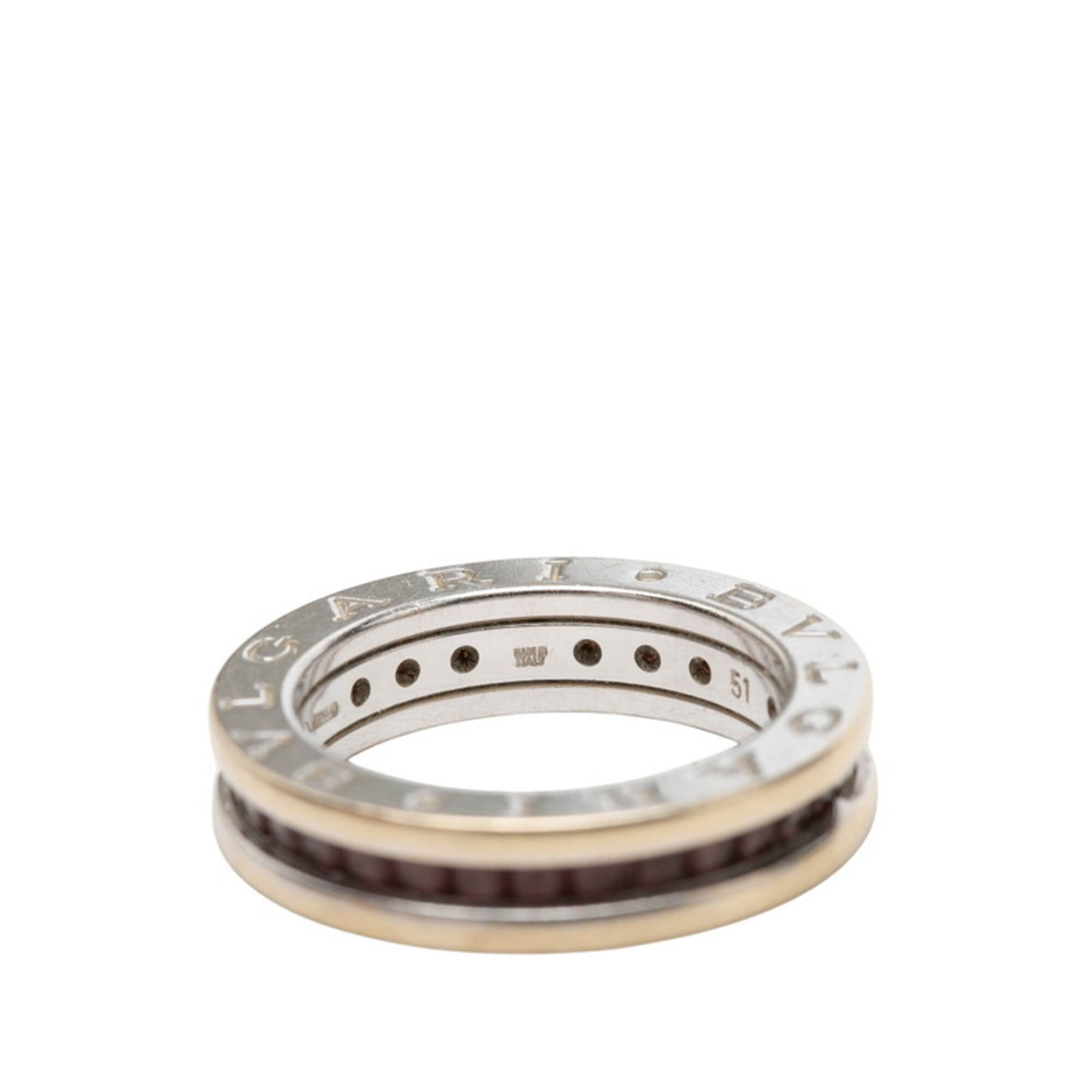 Bvlgari B.Zero1 Silver Pink White Gold (18K) Band Ring (Pre-Owned)