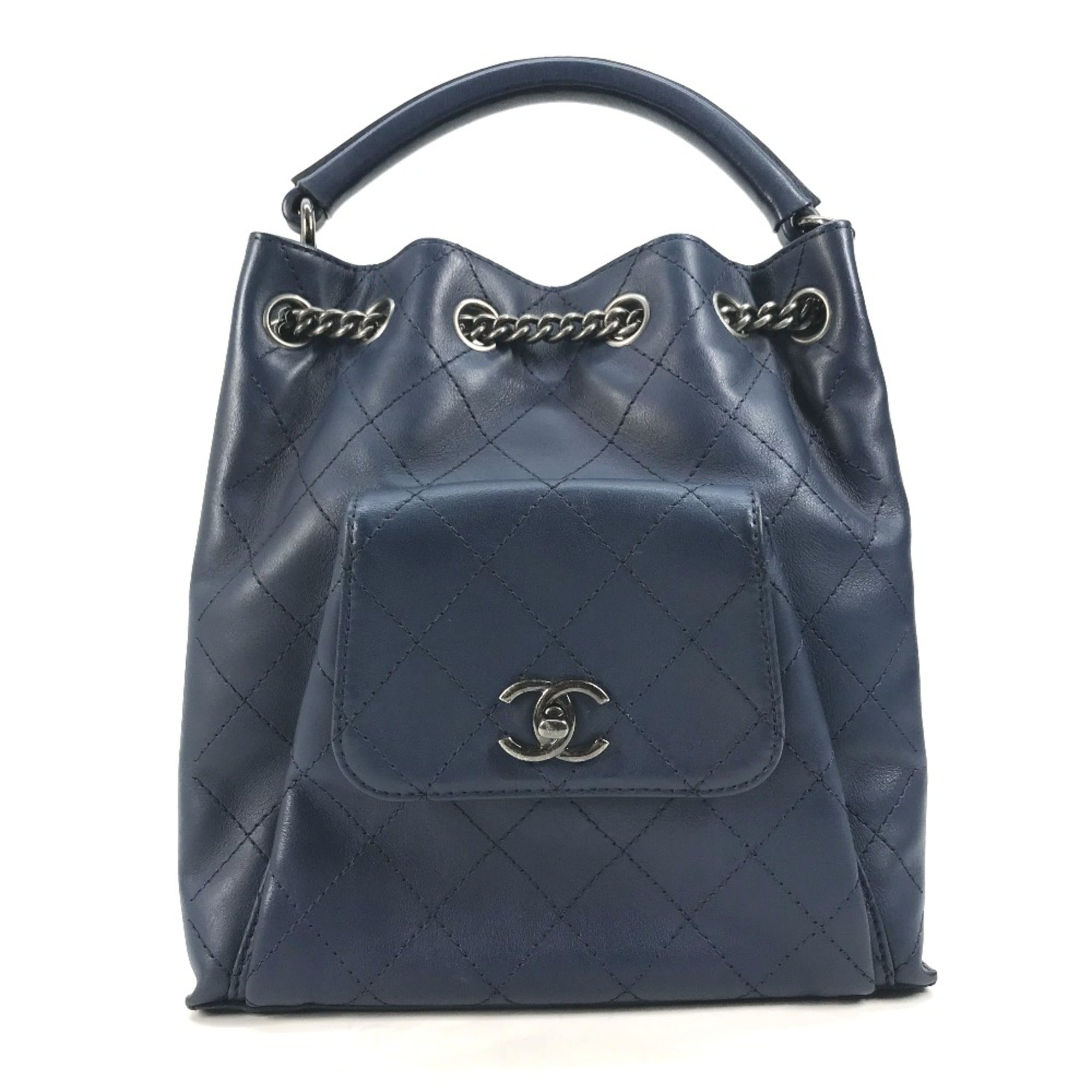 Chanel Blue Leather Shoulder Bag (Pre-Owned)