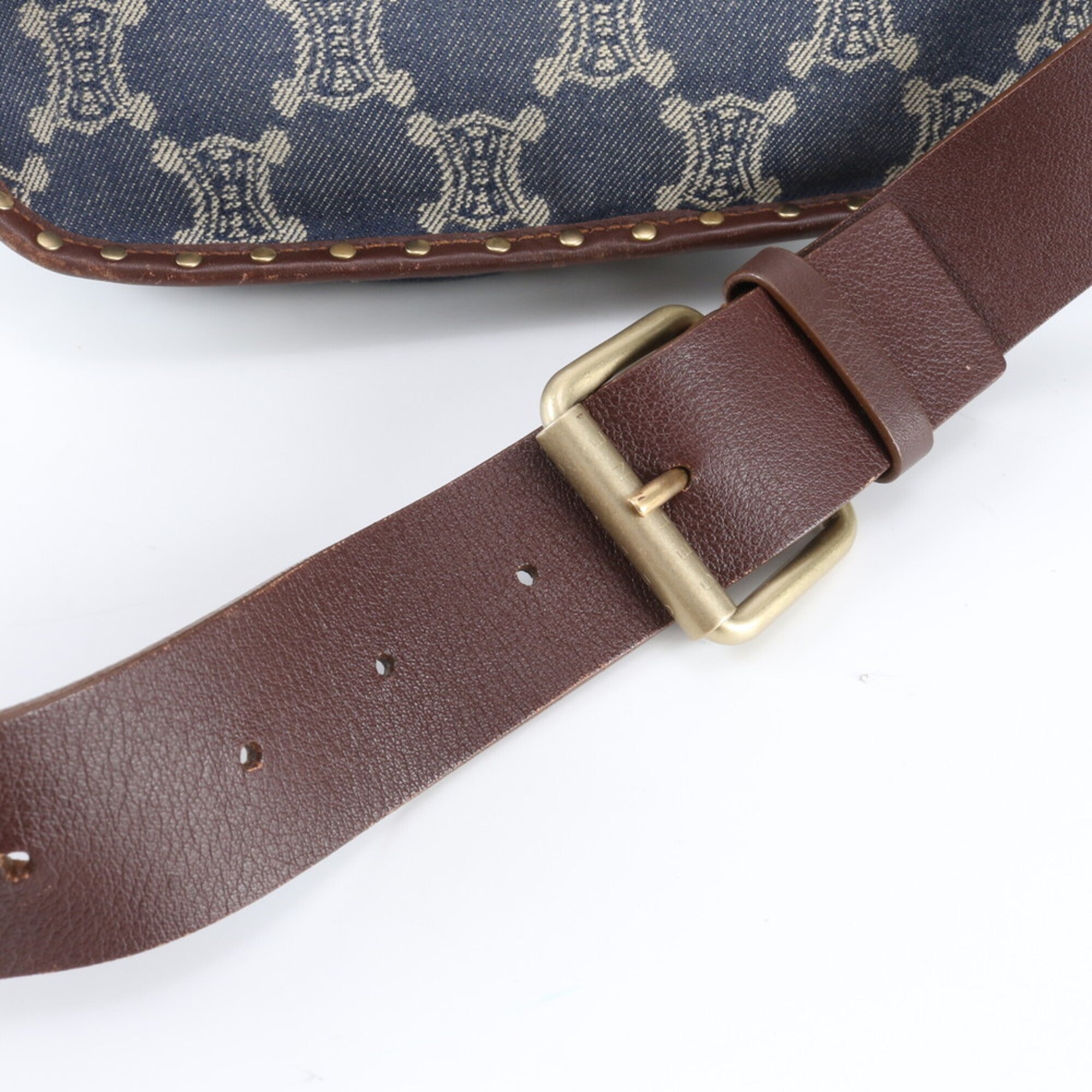 Celine Blue Brown Leather Pouch Sling Bag (Pre-Owned)