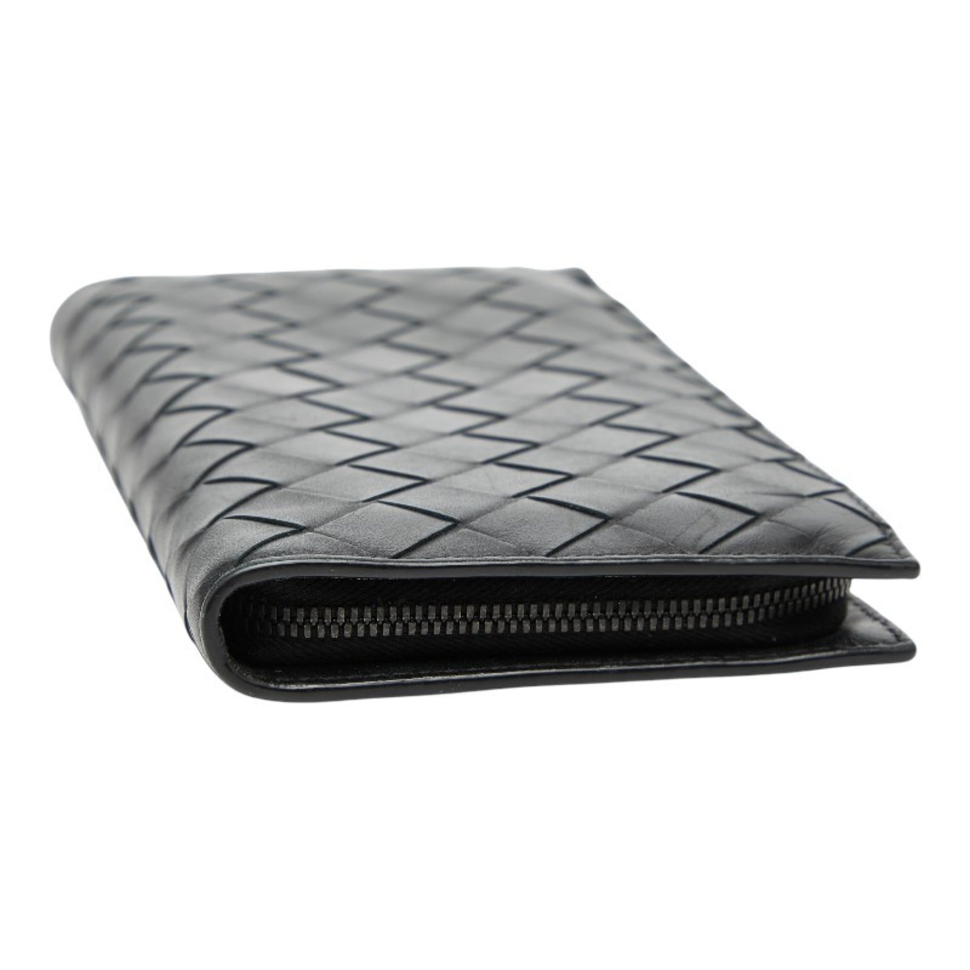 Bottega Veneta Black Leather Long Wallet (Bi-Fold) (Pre-Owned)