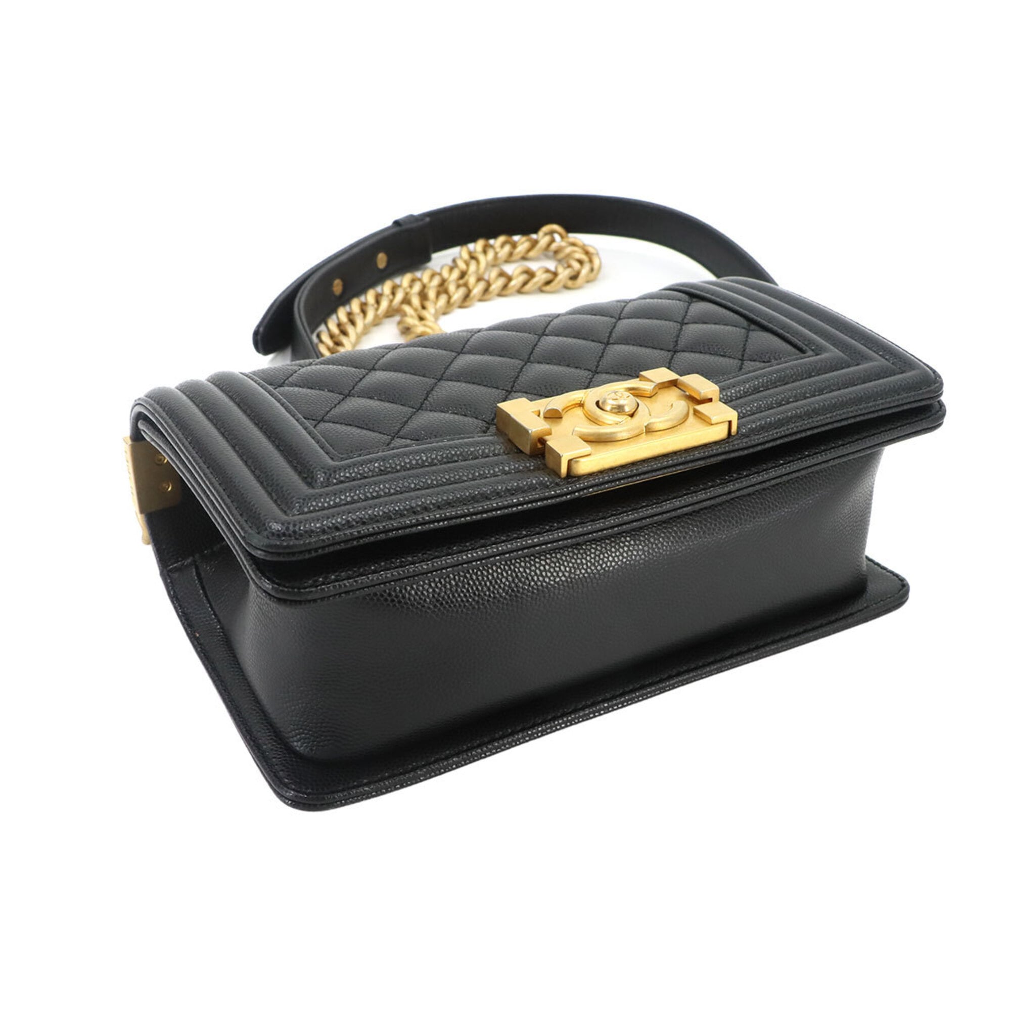 Chanel Black Grained Calfskin Handbag Shoulder Bag (Pre-Owned)