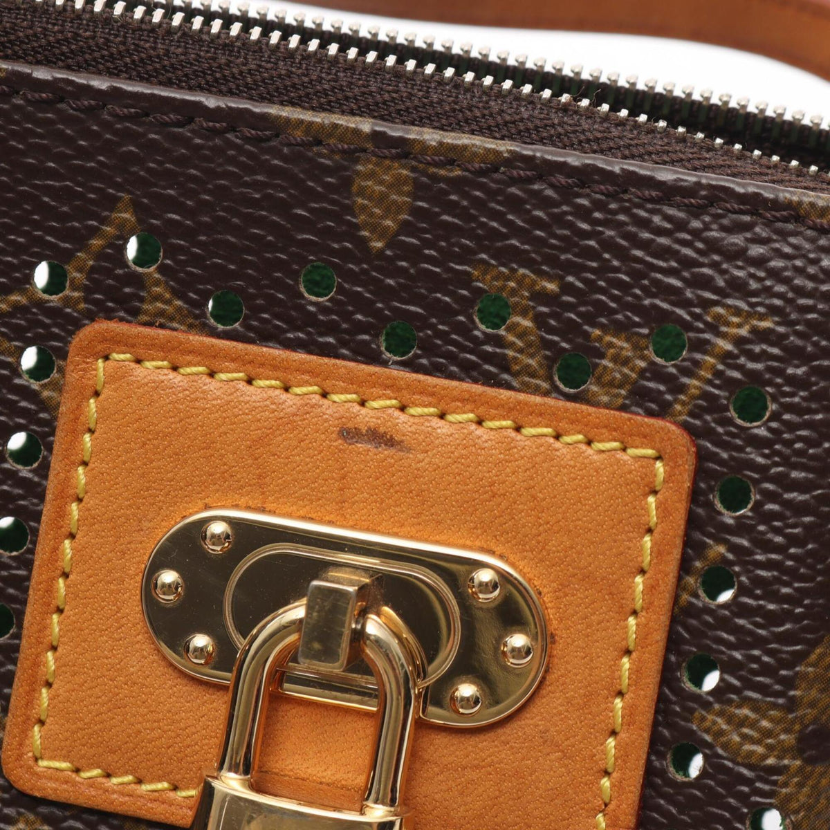 Louis Vuitton Brown Green Monogram Vert Coated Canvas Leather Handbag Pochette (Pre-Owned)
