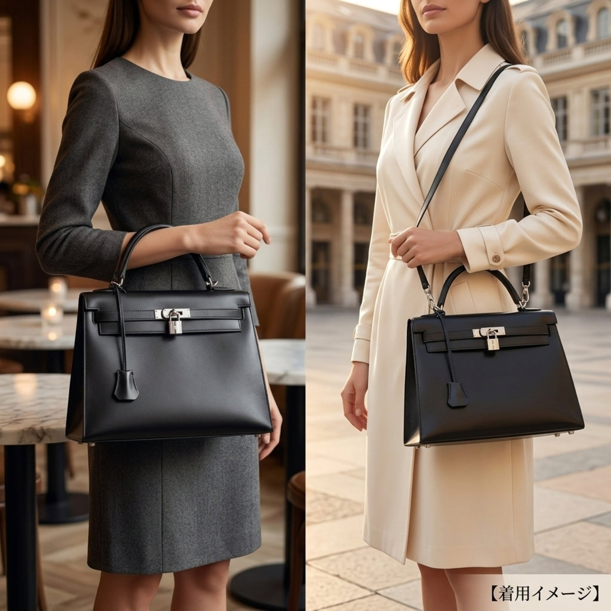 Hermes Black Box Calf Leather Shoulder Bag (Pre-Owned)