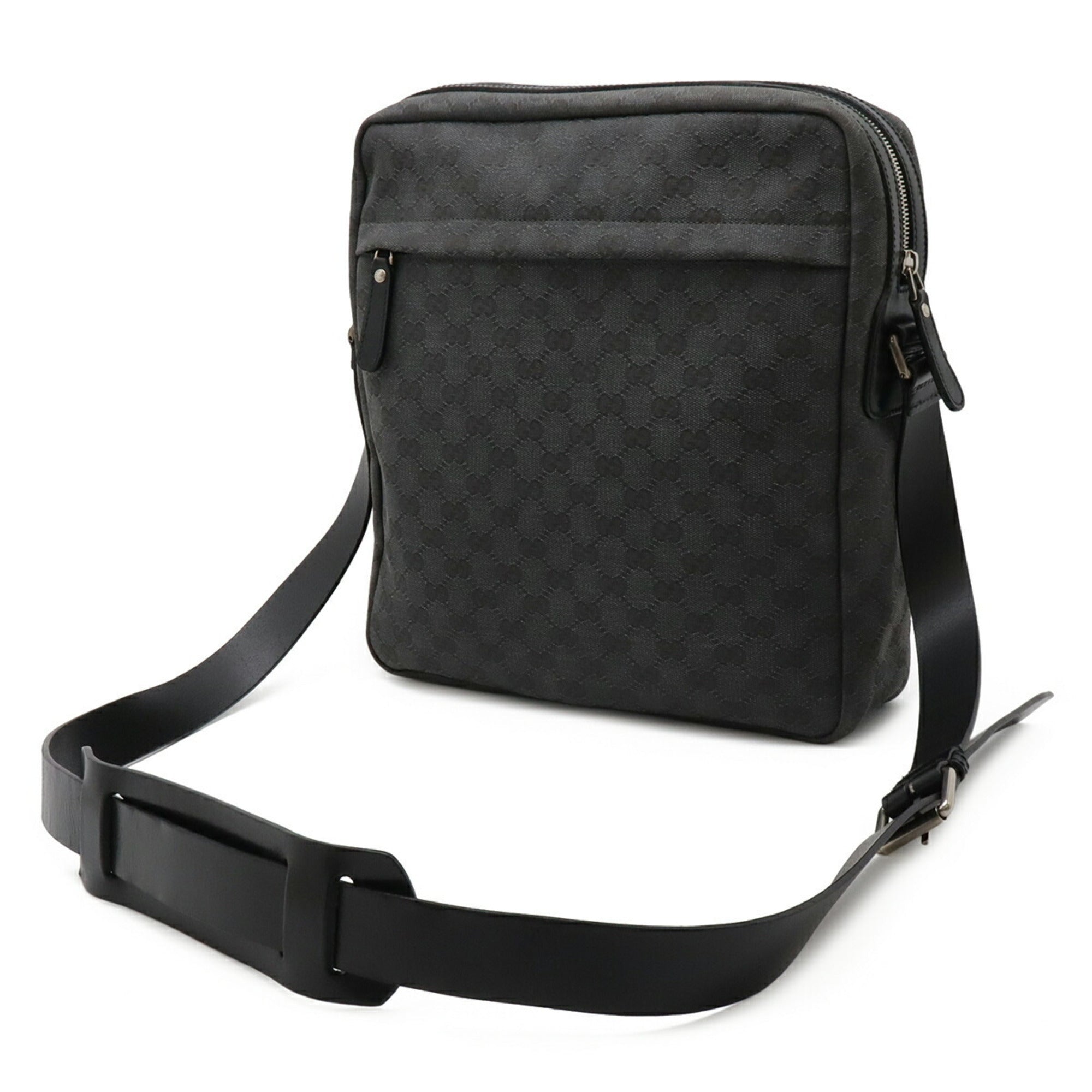 Gucci Gg Canvas Black Dark Gray Gg Canvas Handbag Shoulder Bag (Pre-Owned)