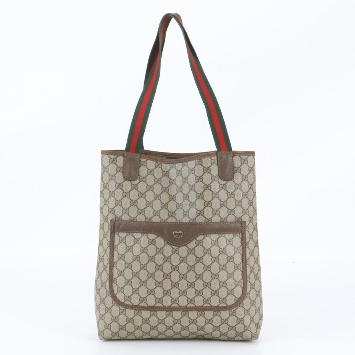 Gucci Brown Leather Coated Canvas Tote Bag (Pre-Owned)