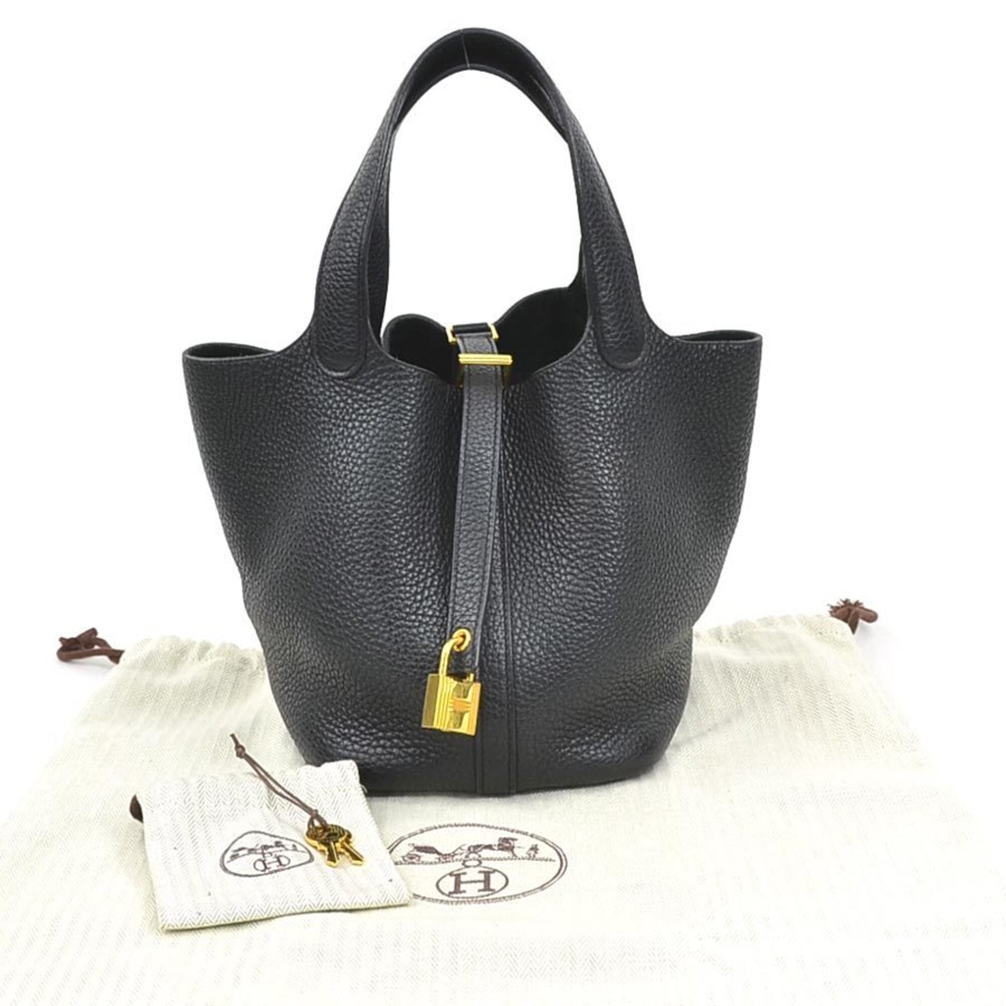Hermes Black Taurillon Clemence Leather Handbag (Pre-Owned)