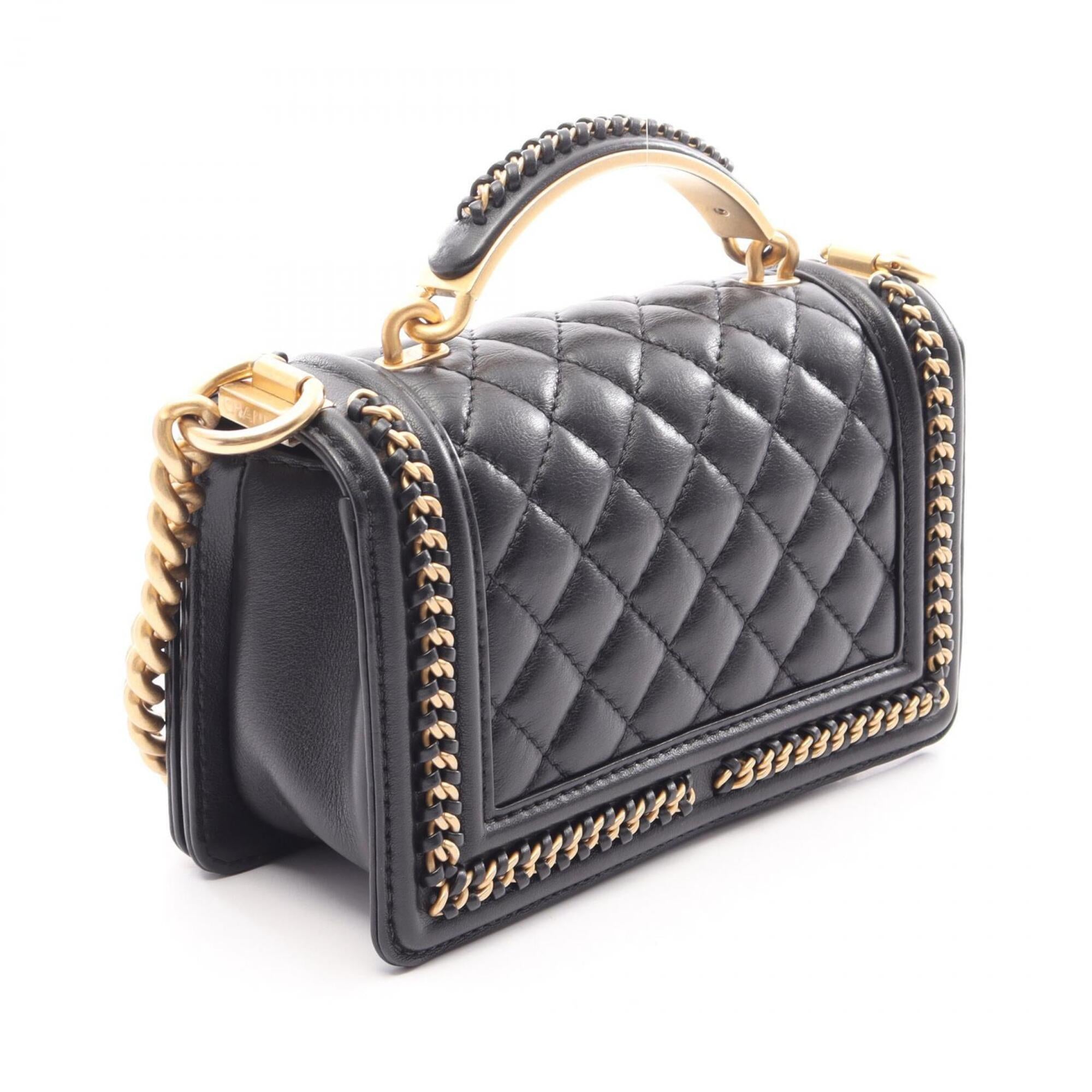 Chanel Black Leather Handbag Shoulder Bag (Pre-Owned)