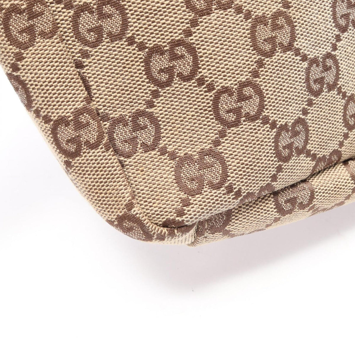 Gucci Beige Brown Canvas Leather Handbag Shoulder Bag (Pre-Owned)