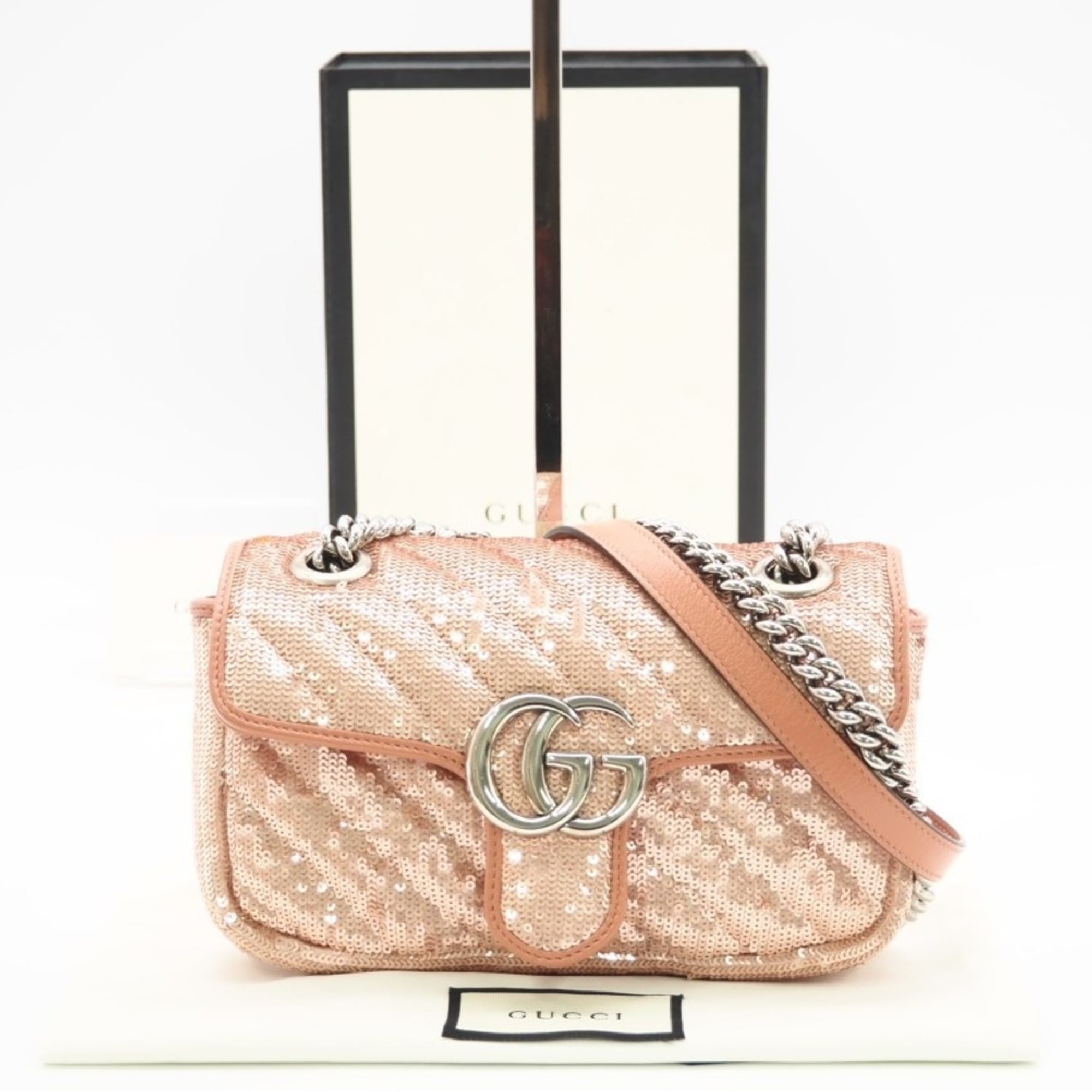 Gucci Pink Leather Spangles Shoulder Bag (Pre-Owned)