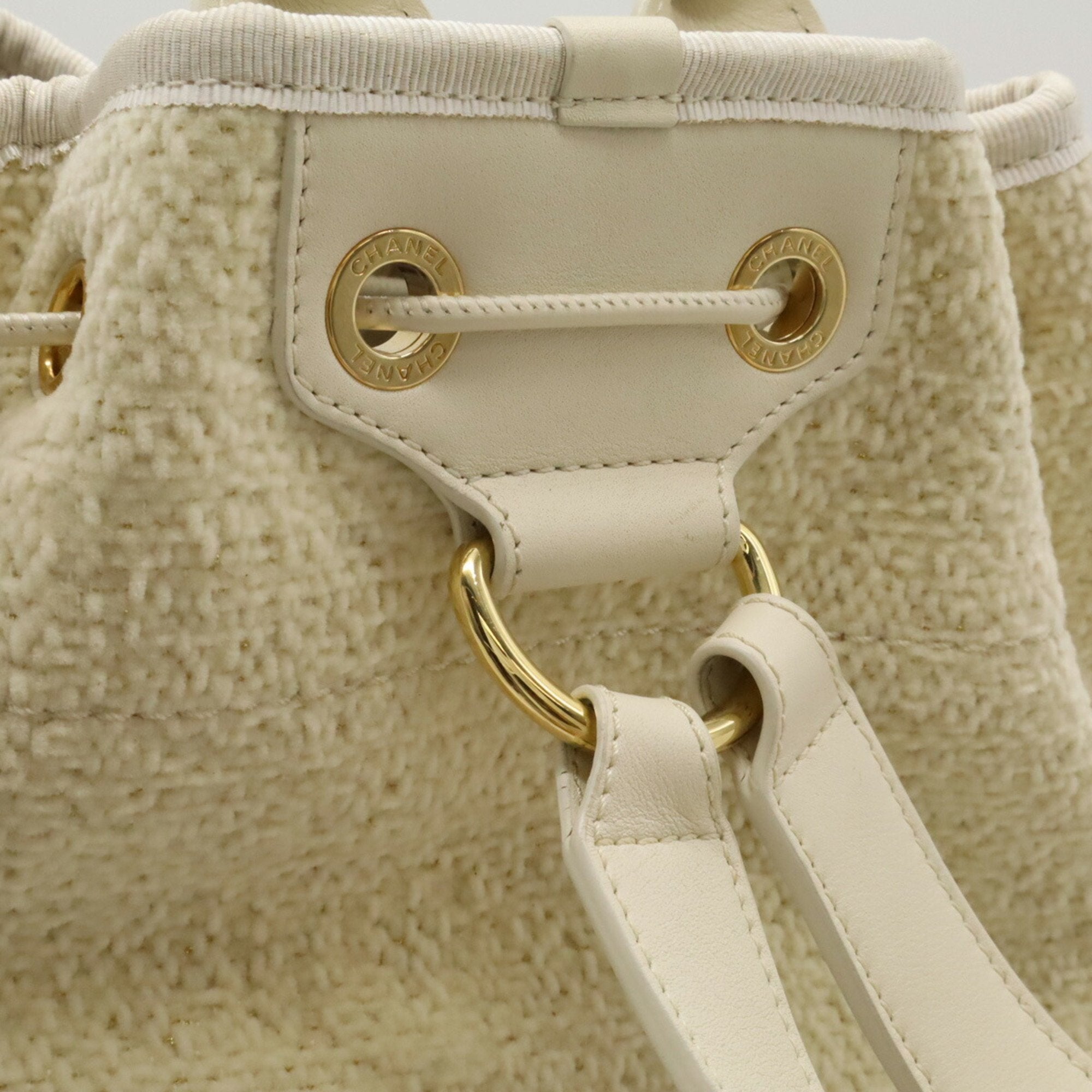 Chanel Ivory Light Beige Leather Backpack Shoulder Bag (Pre-Owned)