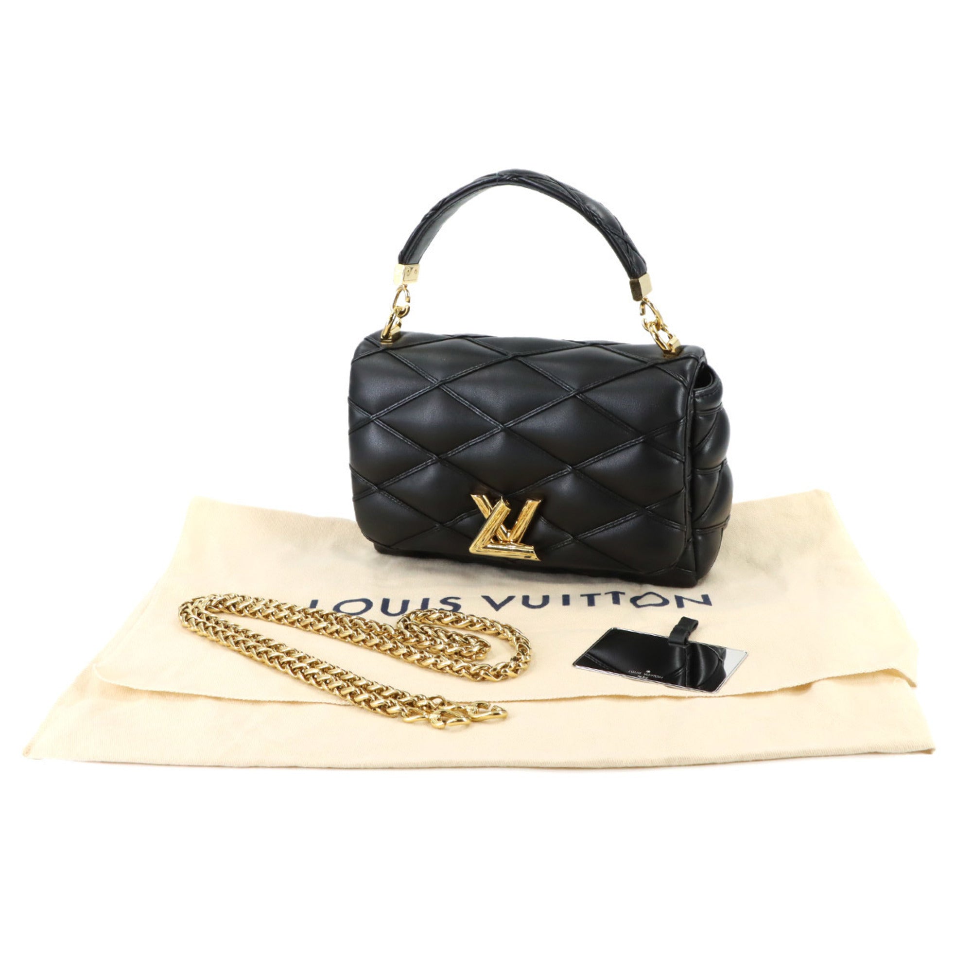 Louis Vuitton Noir Leather Handbag Shoulder Bag (Pre-Owned)