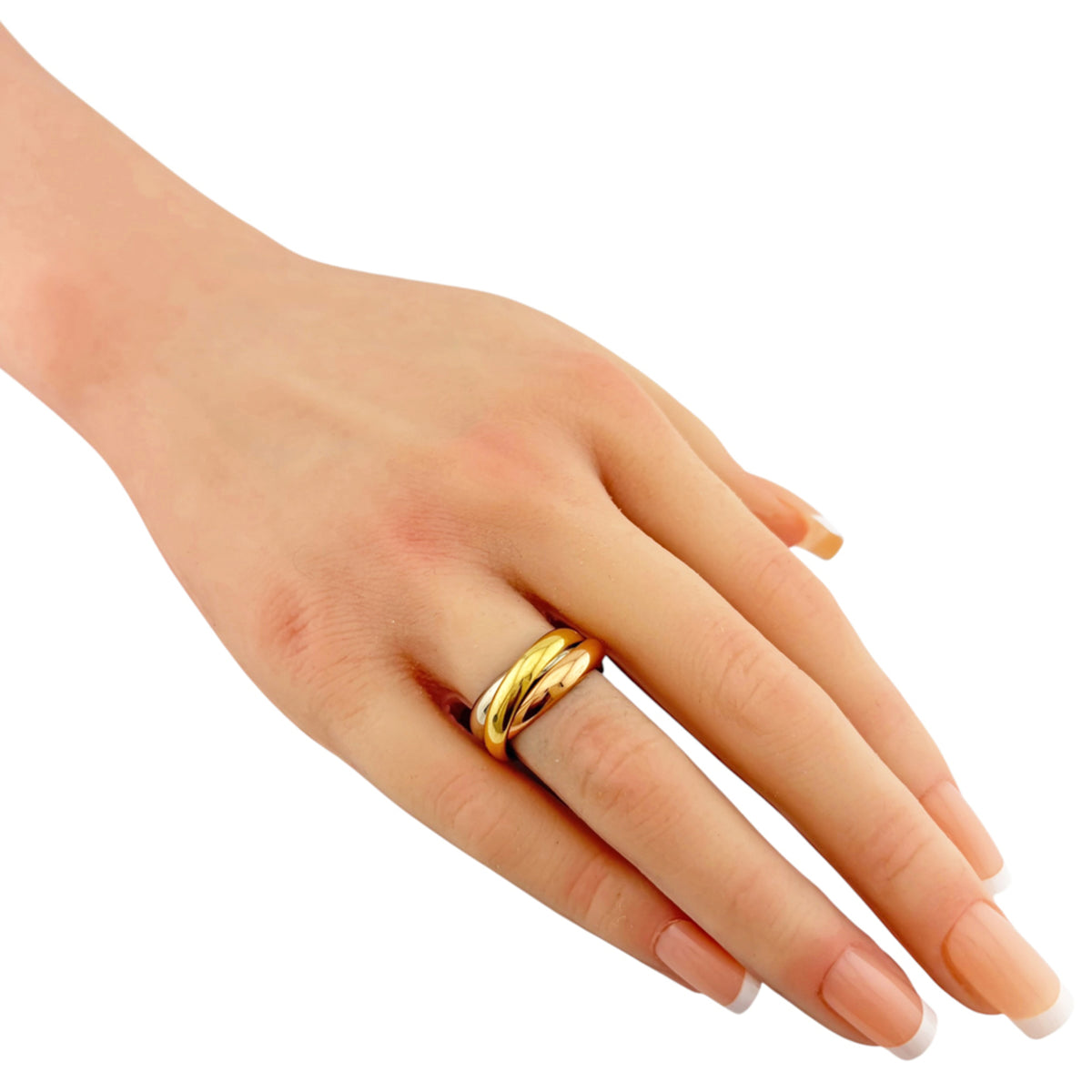 Cartier Trinity Gold Silver Pink Gold Yellow Gold (18K) Pink Gold (18K) White Gold (18K) Band Ring (Pre-Owned)