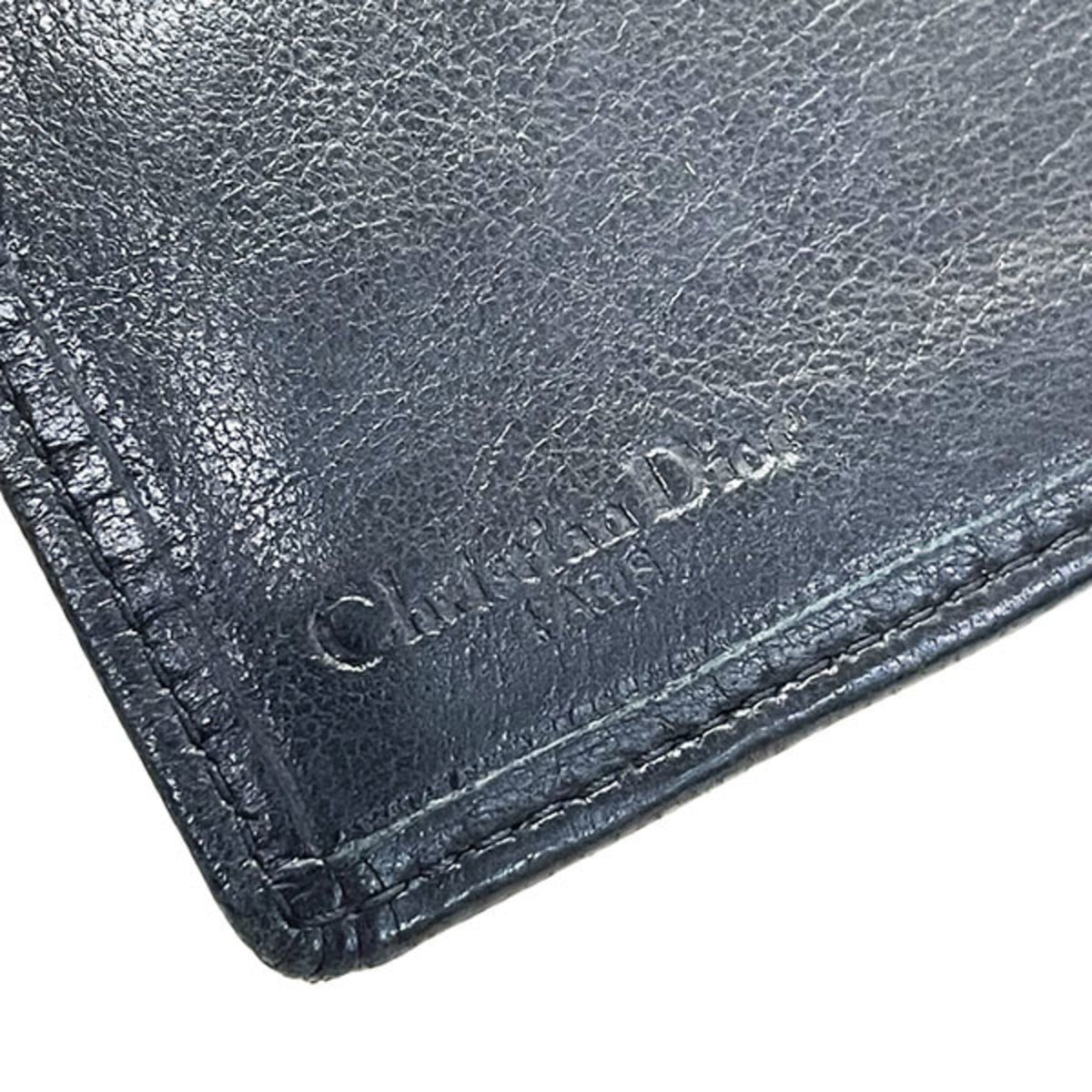 Christian Dior Black Leather Long Wallet (Tri-Fold) (Pre-Owned)