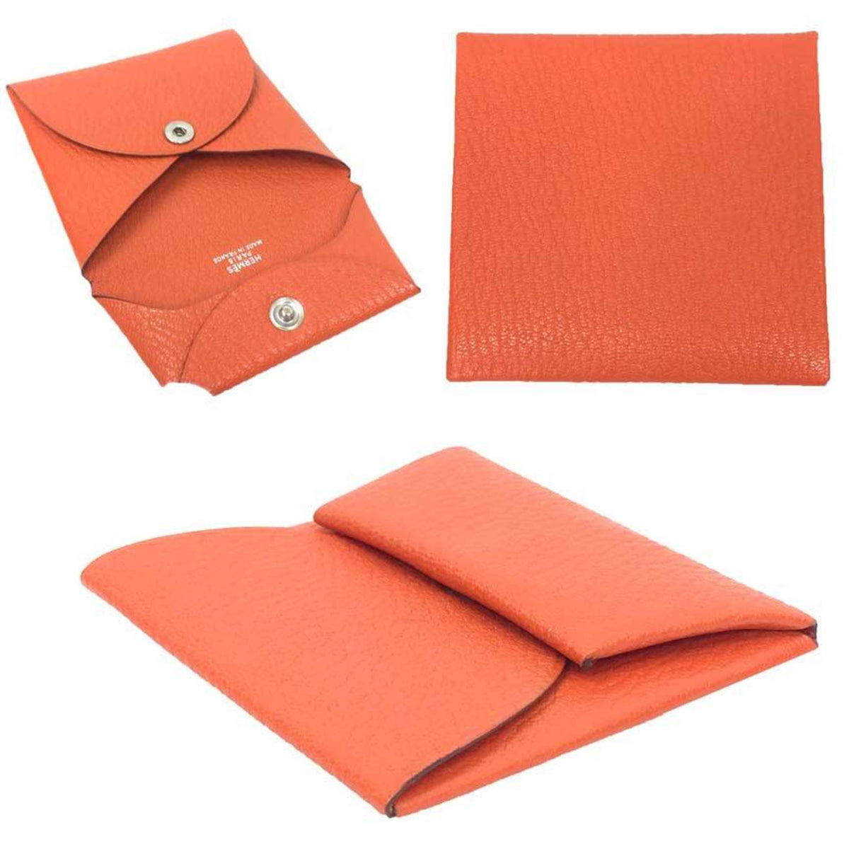 Hermes Orange Chevre Leather Coin Purse/Coin Case (Pre-Owned)
