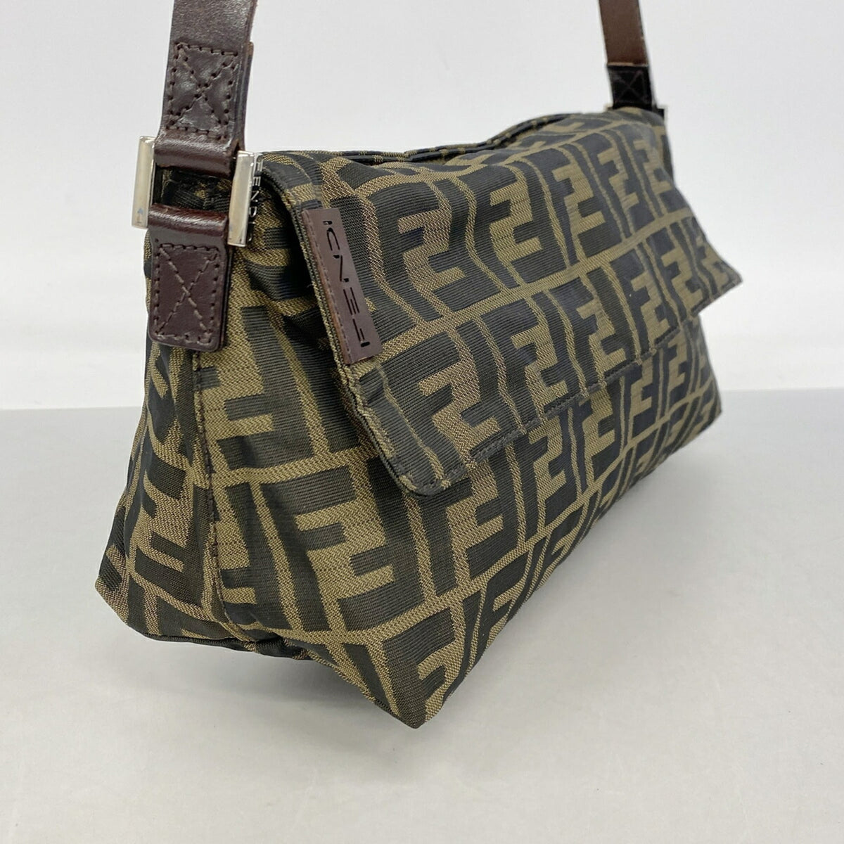 Fendi Brown Nylon Canvas Shoulder Bag (Pre-Owned)
