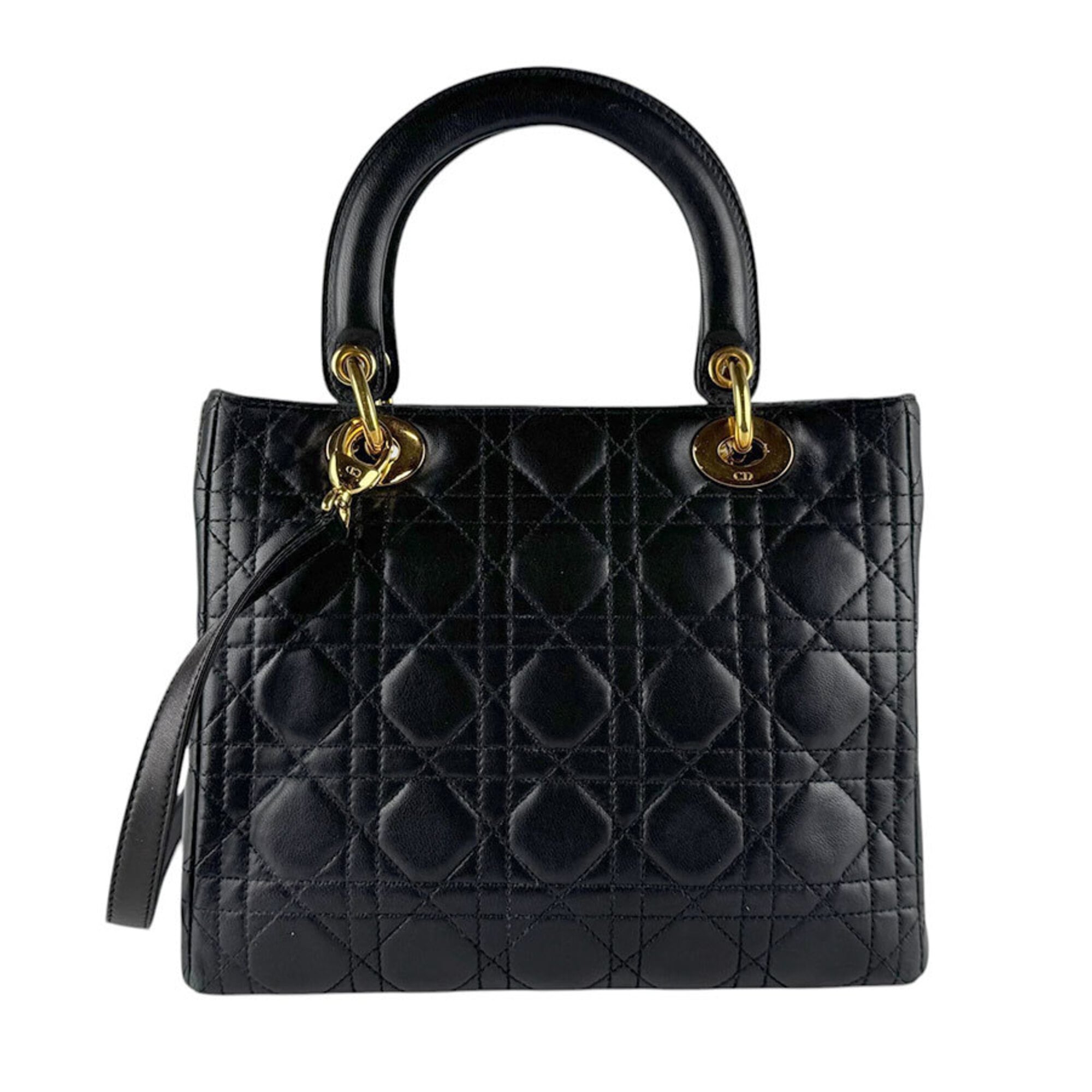 Christian Dior Black Leather Handbag Shoulder Bag (Pre-Owned)