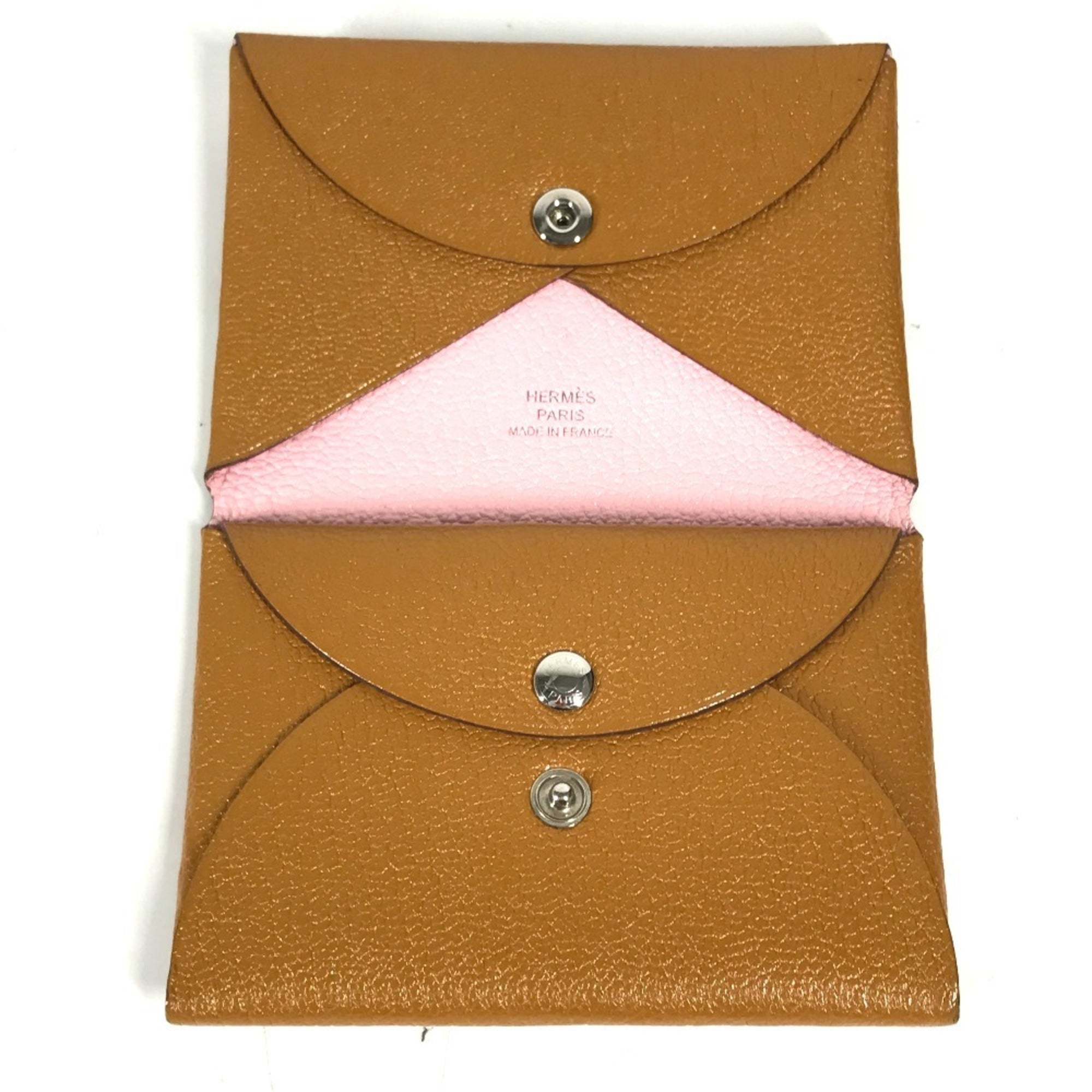 Hermes Beige Pink Chevre Leather Coin Purse/Coin Case (Pre-Owned)