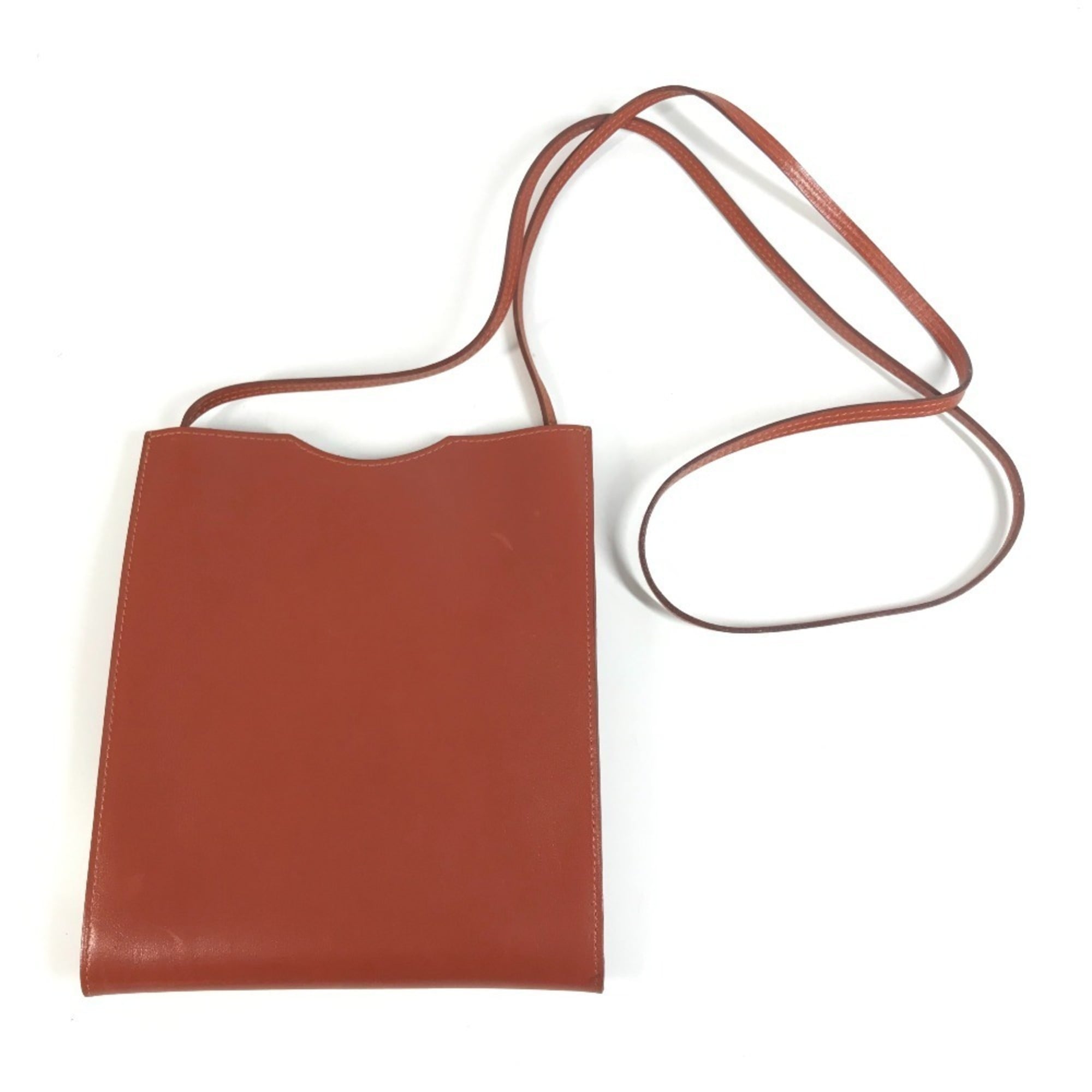 Hermes Onimaitou Brown Leather Handbag Shoulder Bag (Pre-Owned)