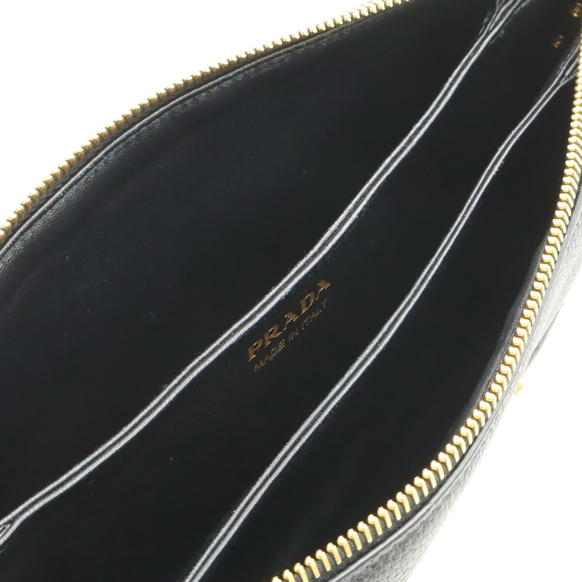 Prada Black Nero White Leather Clutch Bag Shoulder Bag (Pre-Owned)