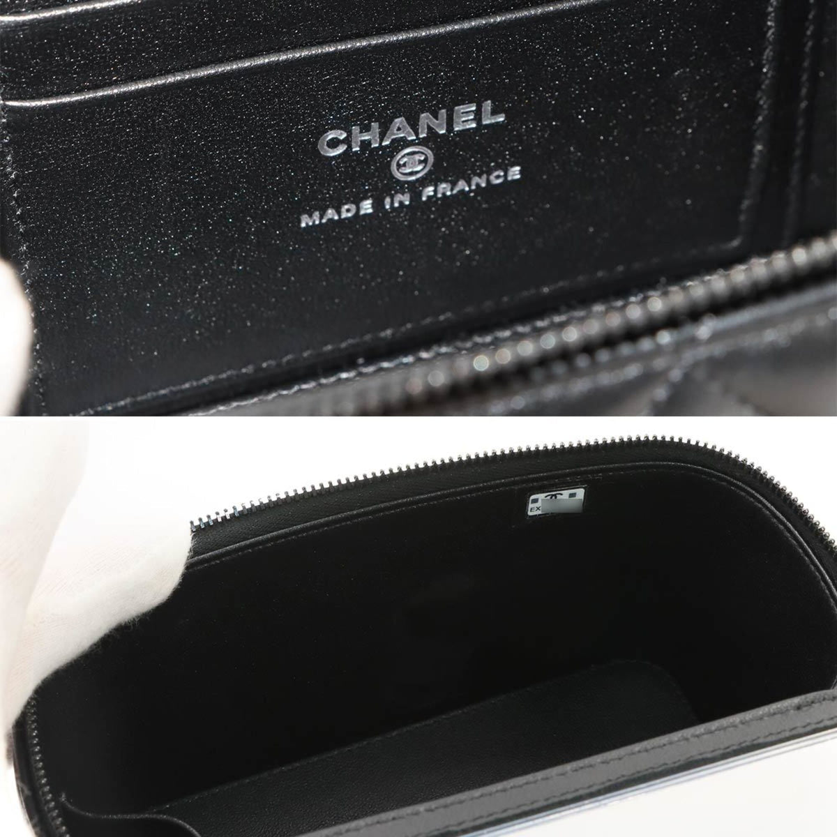 Chanel Black Leather Handbag Vanity Bag (Pre-Owned)