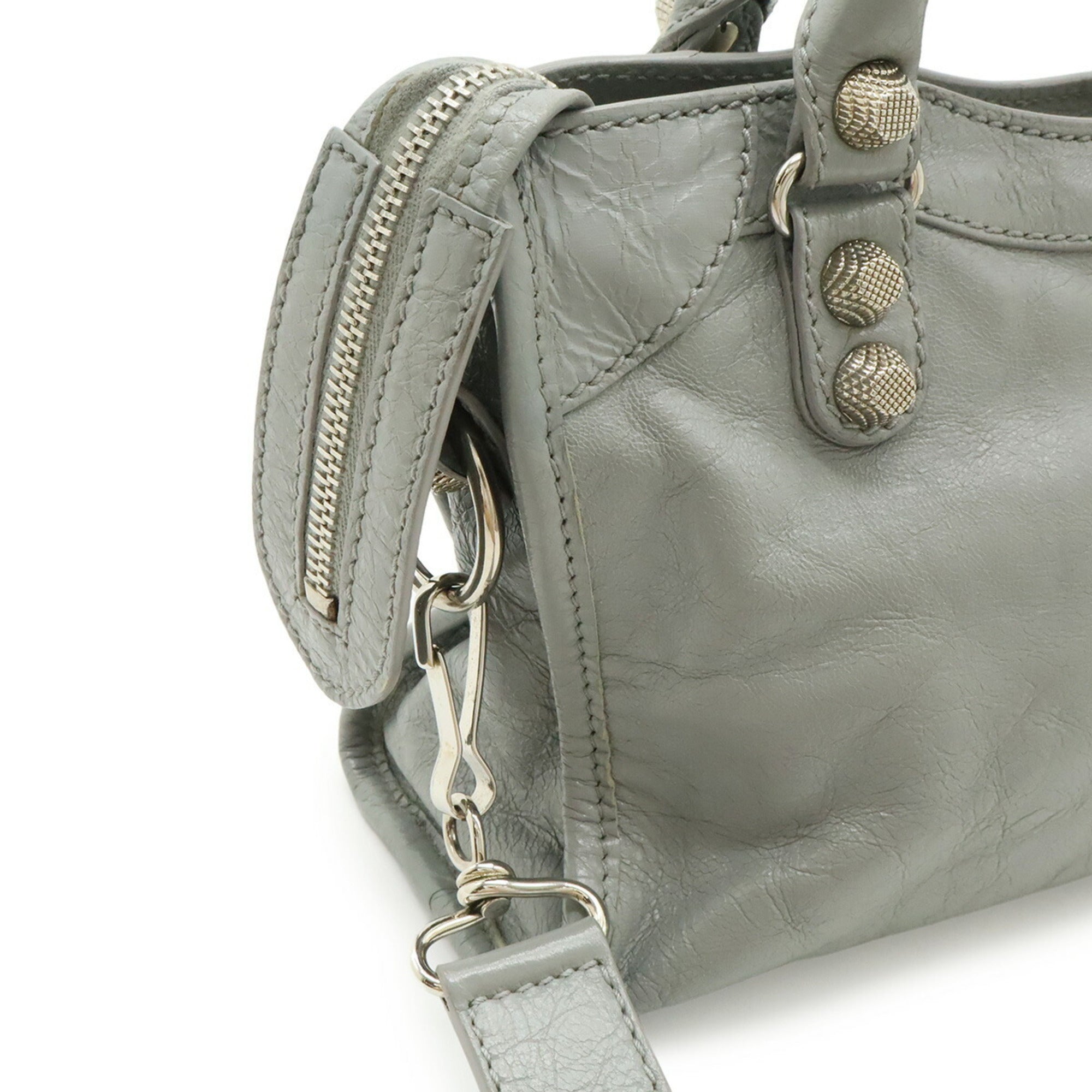 Balenciaga Gray Leather Handbag Shoulder Bag (Pre-Owned)