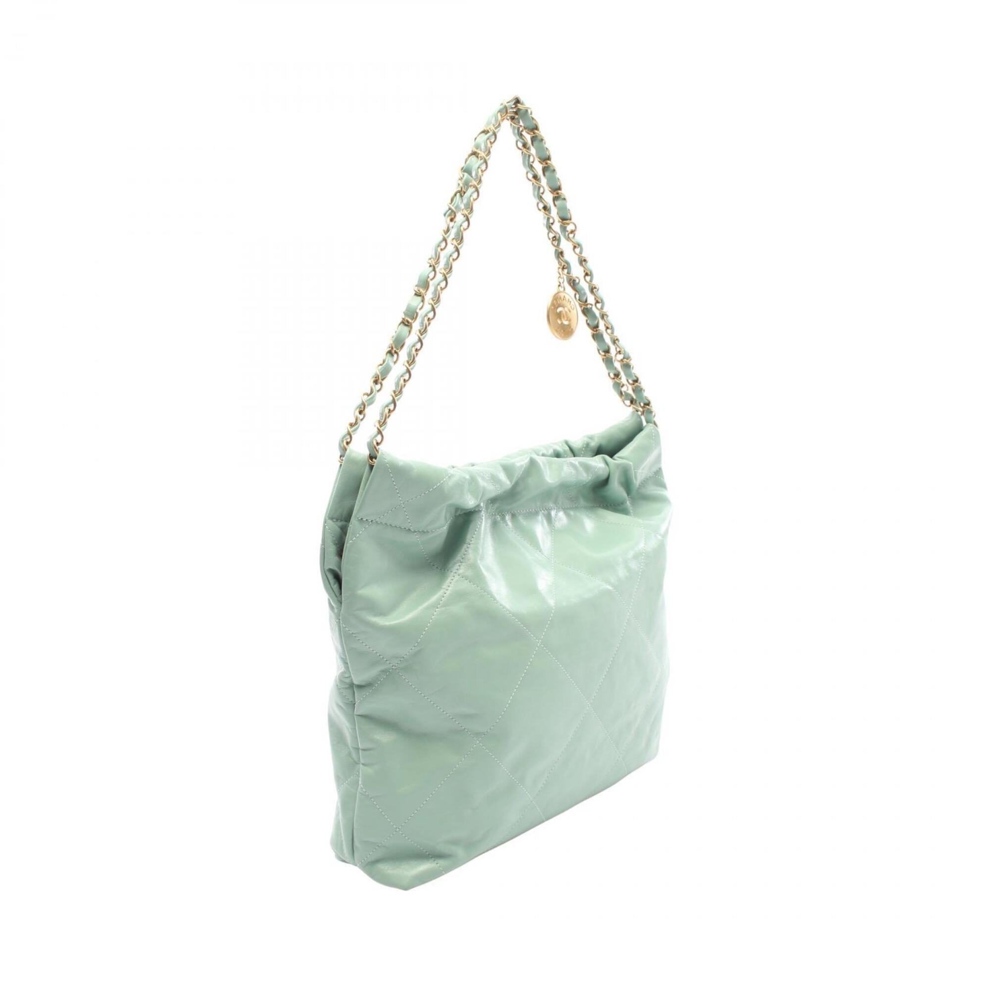 Chanel Green Leather Handbag Pouch Shoulder Bag (Pre-Owned)