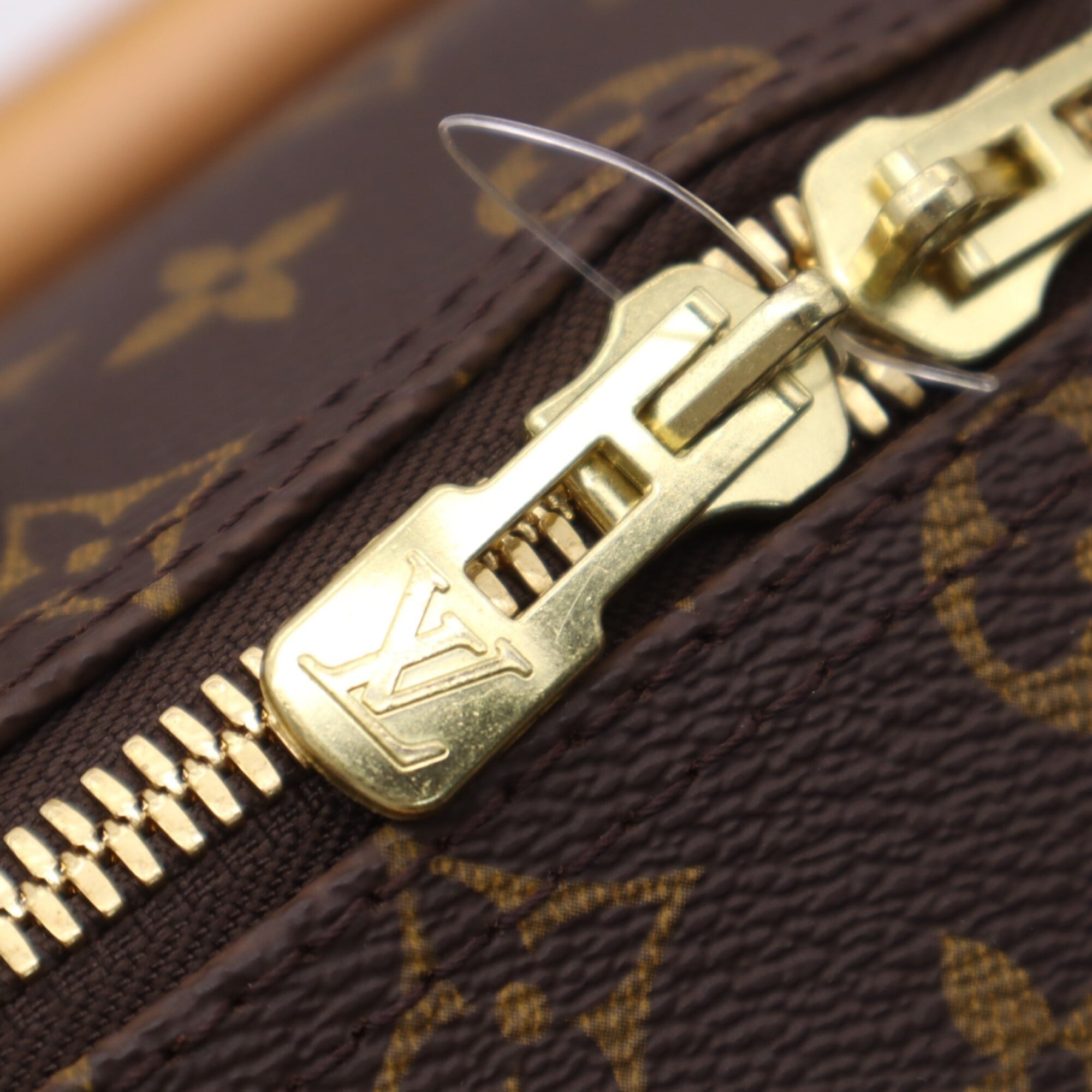 Louis Vuitton Beige Brown Coated Canvas Boston Bag (Pre-Owned)