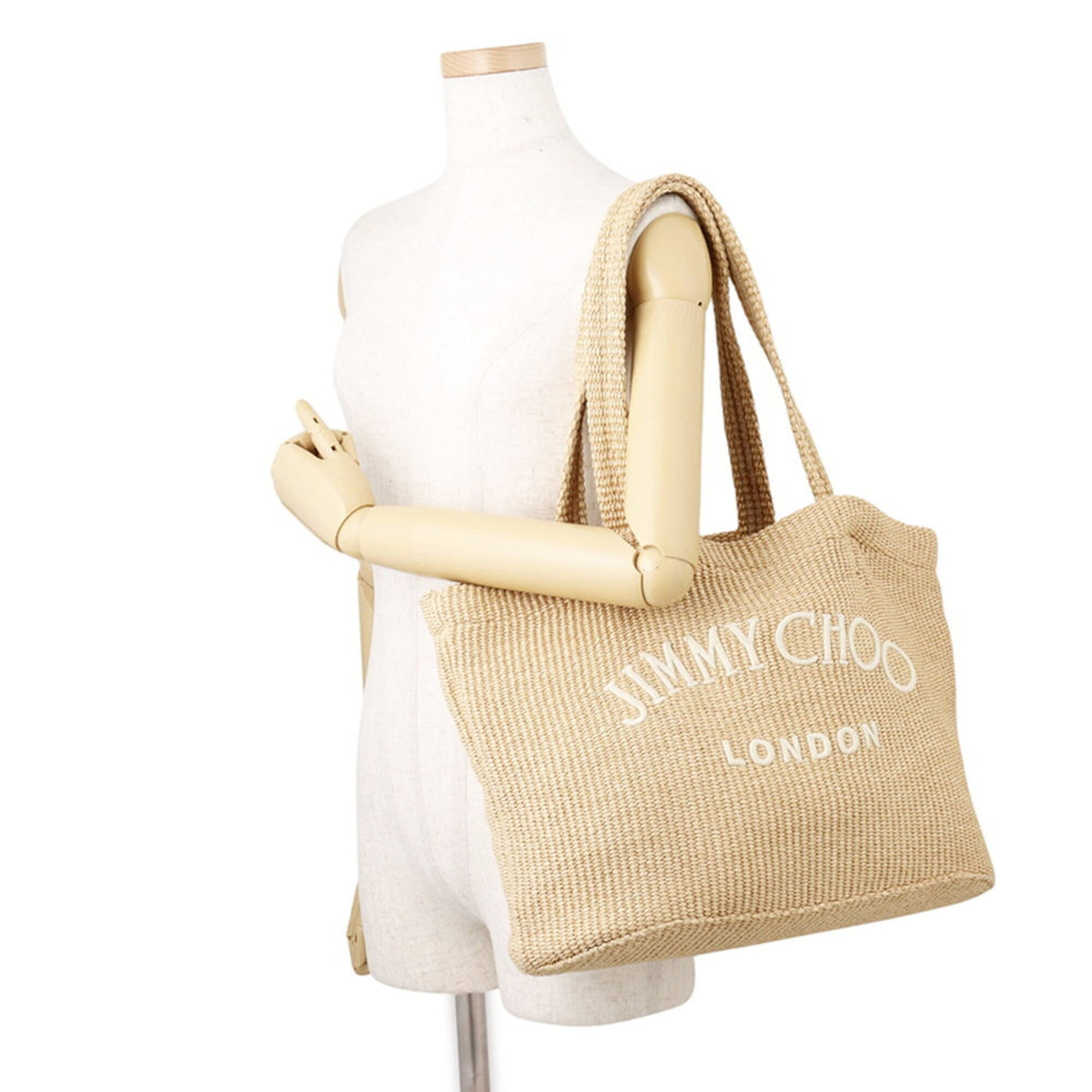 Jimmy Choo Beige Raffia Handbag Tote Bag (Pre-Owned)