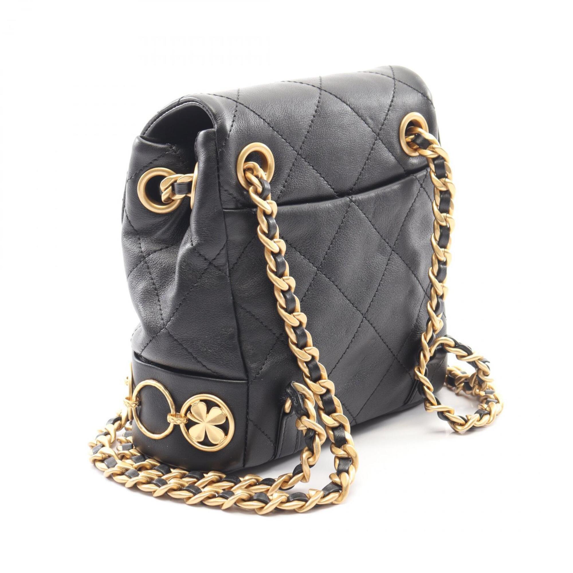Chanel Black Leather Backpack Handbag (Pre-Owned)