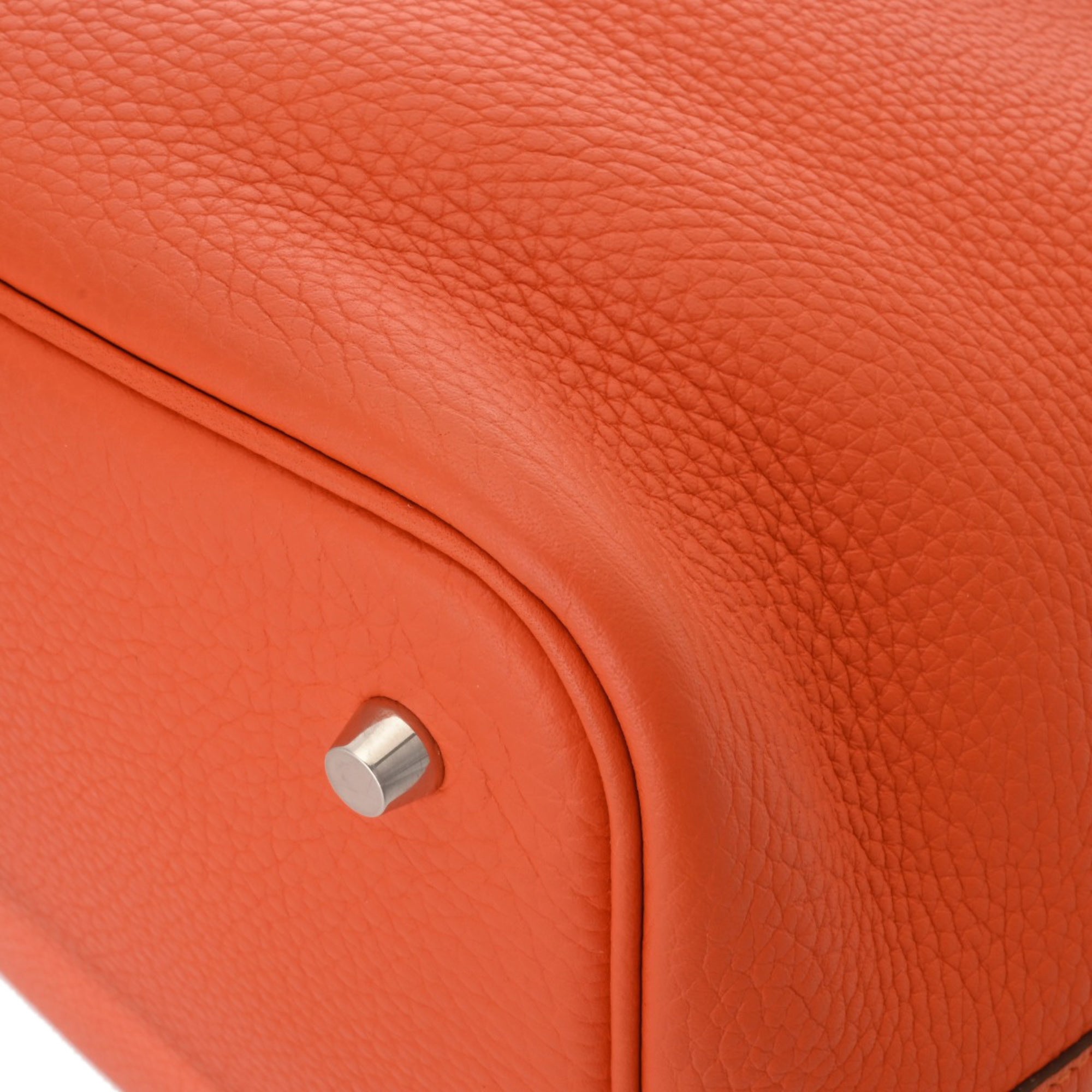 Hermes Orange Poppy Taurillon Clemence Leather Handbag (Pre-Owned)