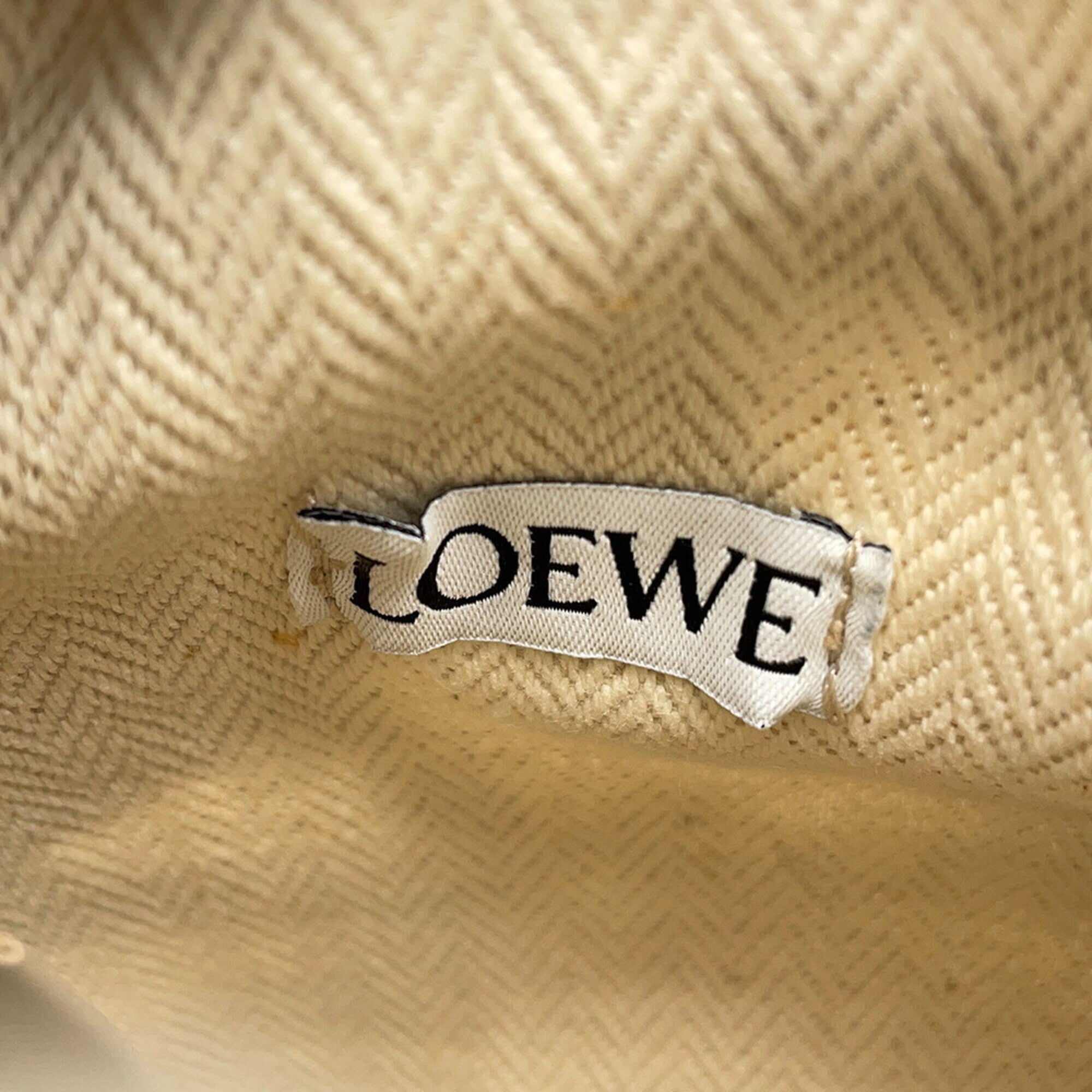 Loewe Brown Leather Canvas Handbag Shoulder Bag (Pre-Owned)