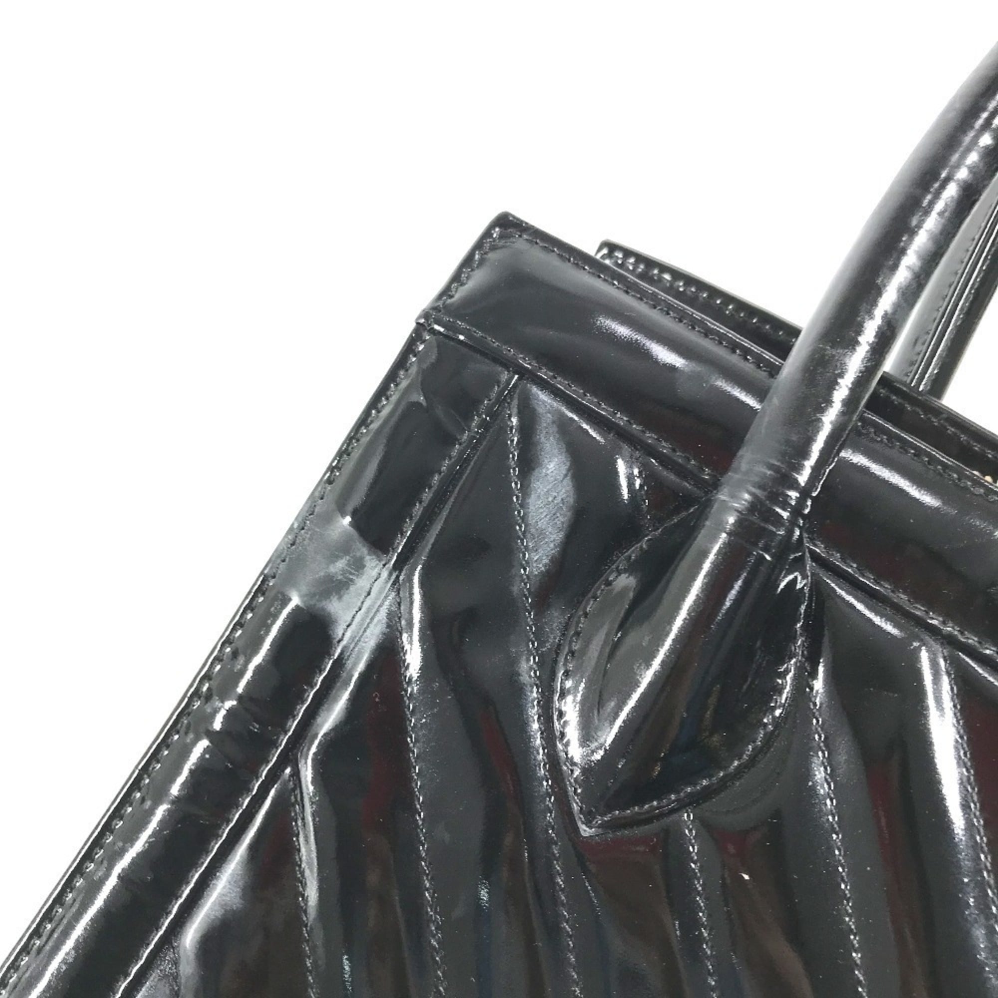 Chanel Black Gold Patent Leather Handbag Shoulder Bag Tote Bag (Pre-Owned)