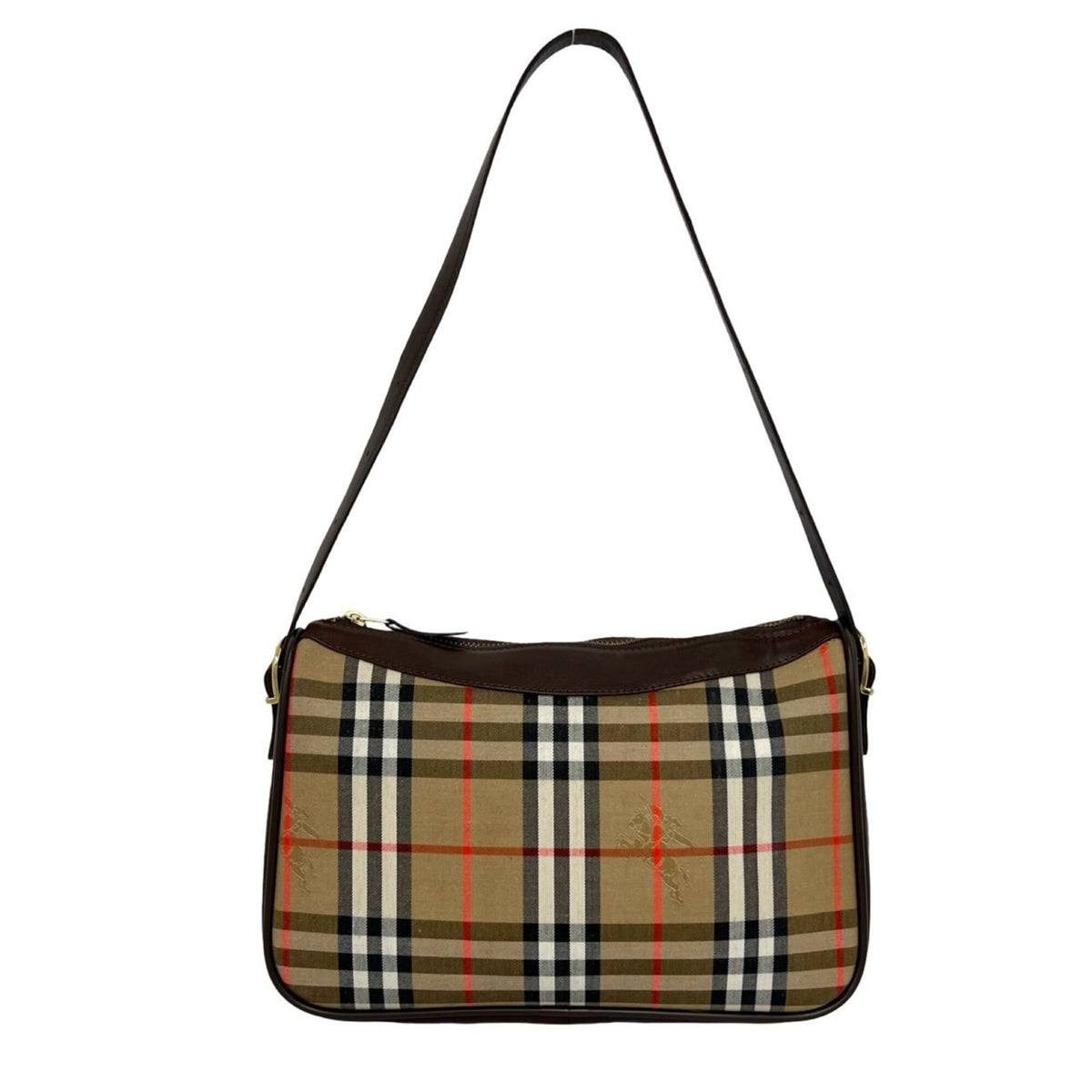 Burberry Beige Brown Canvas Leather Shoulder Bag (Pre-Owned)