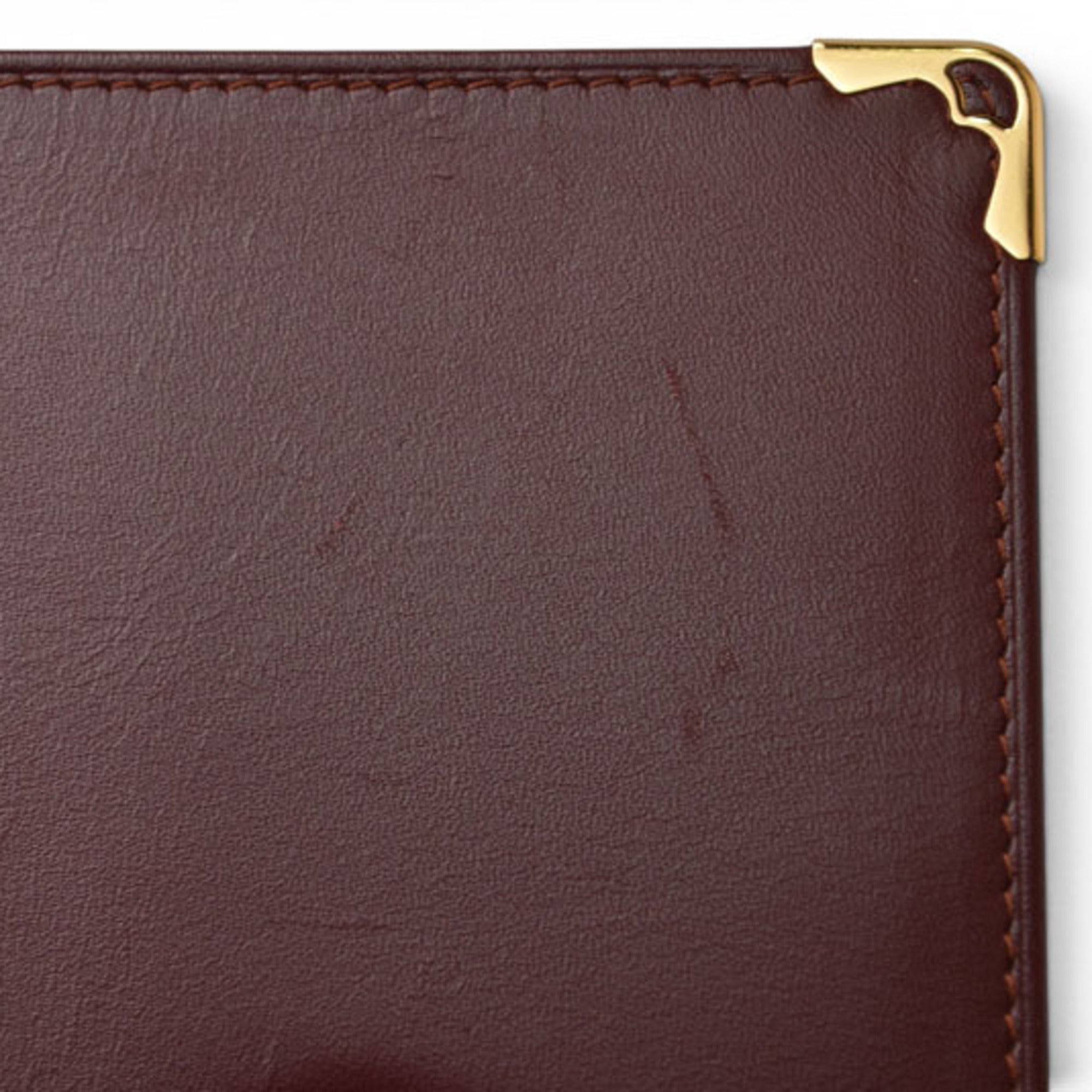 Cartier Must Bordeaux Leather Long Wallet (Bi-Fold) (Pre-Owned)