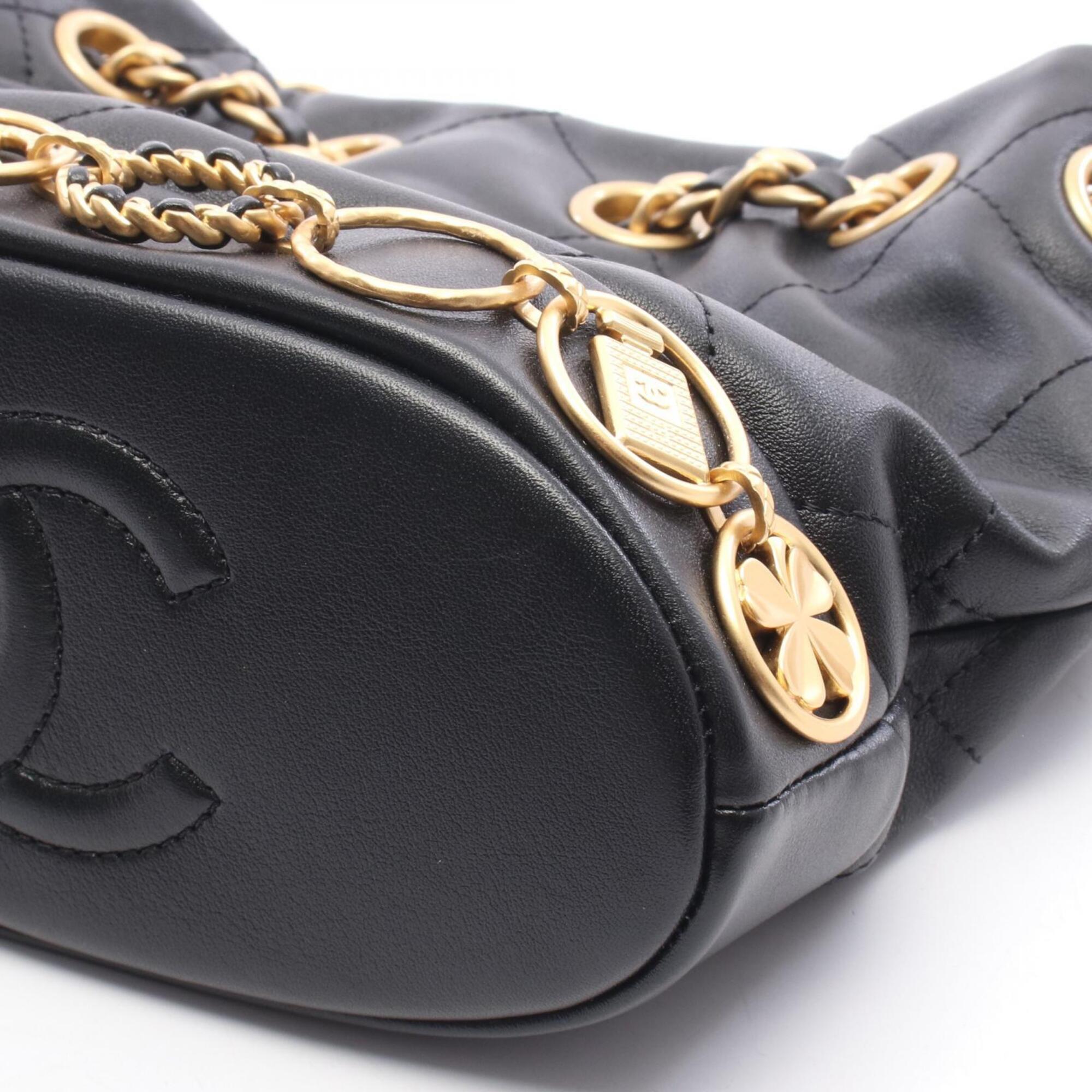 Chanel Black Leather Handbag Shoulder Bag (Pre-Owned)