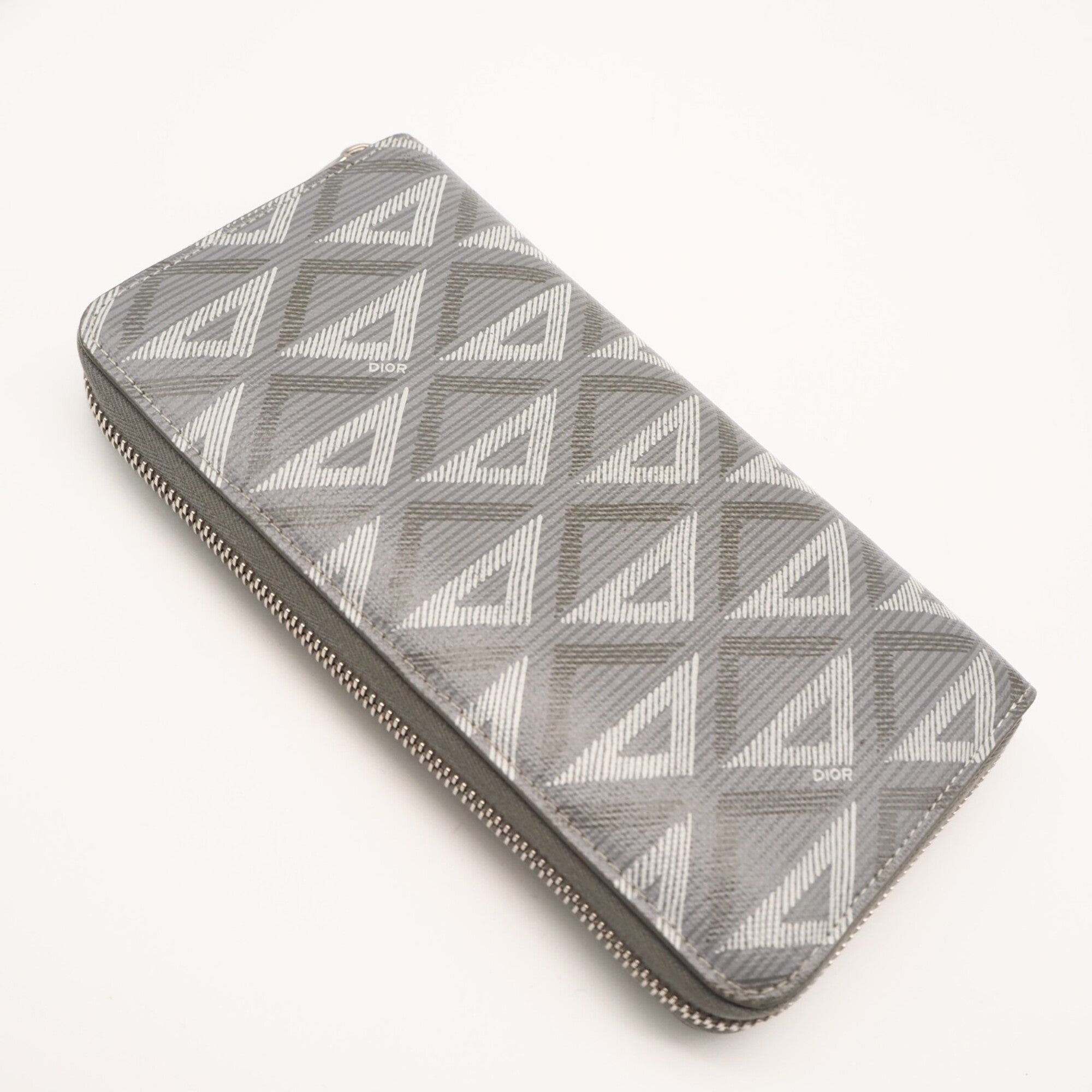 Christian Dior Gray Coated Canvas Leather Long Wallet (Bi-Fold) (Pre-Owned)
