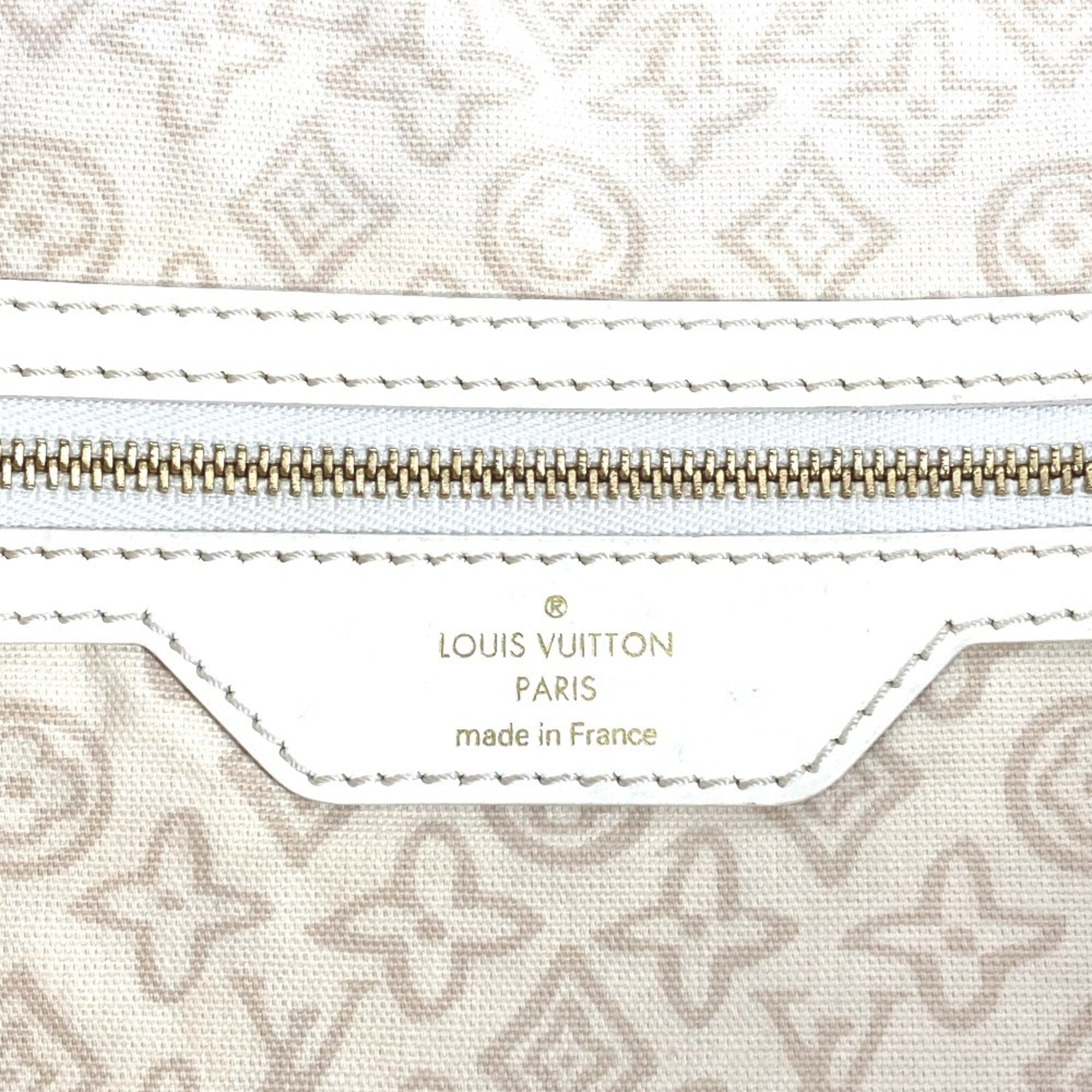 Louis Vuitton Beige Leather Canvas Shoulder Bag Tote Bag (Pre-Owned)